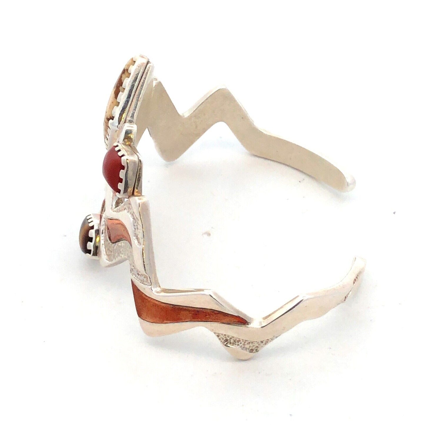 Native American Carolyn Pollack 925 Sterling Silver Copper Jasper Cuff Bracelet
