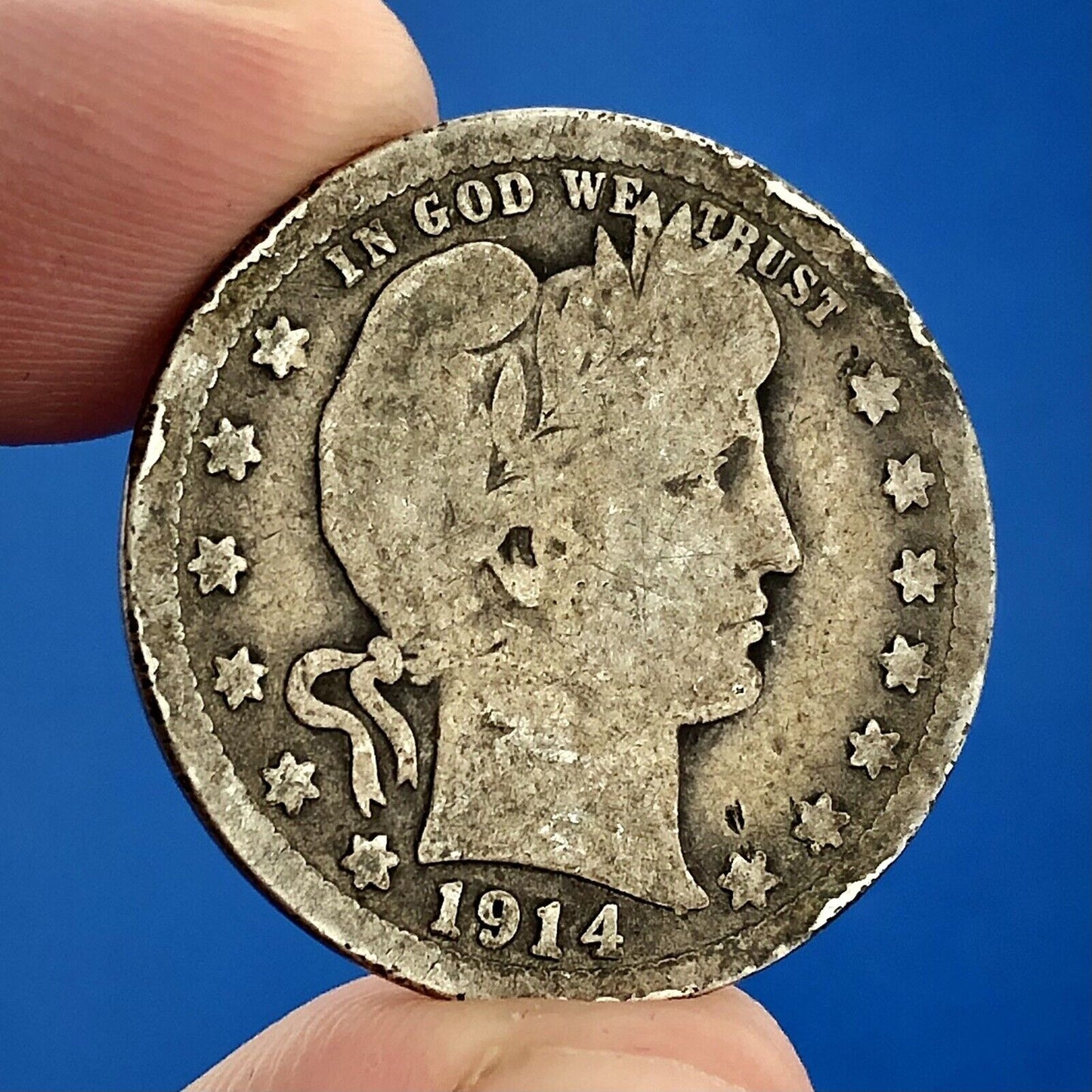 1914 S Silver Barber Quarter $.25 Better Key Date San Francisco Coin Rare Scarce