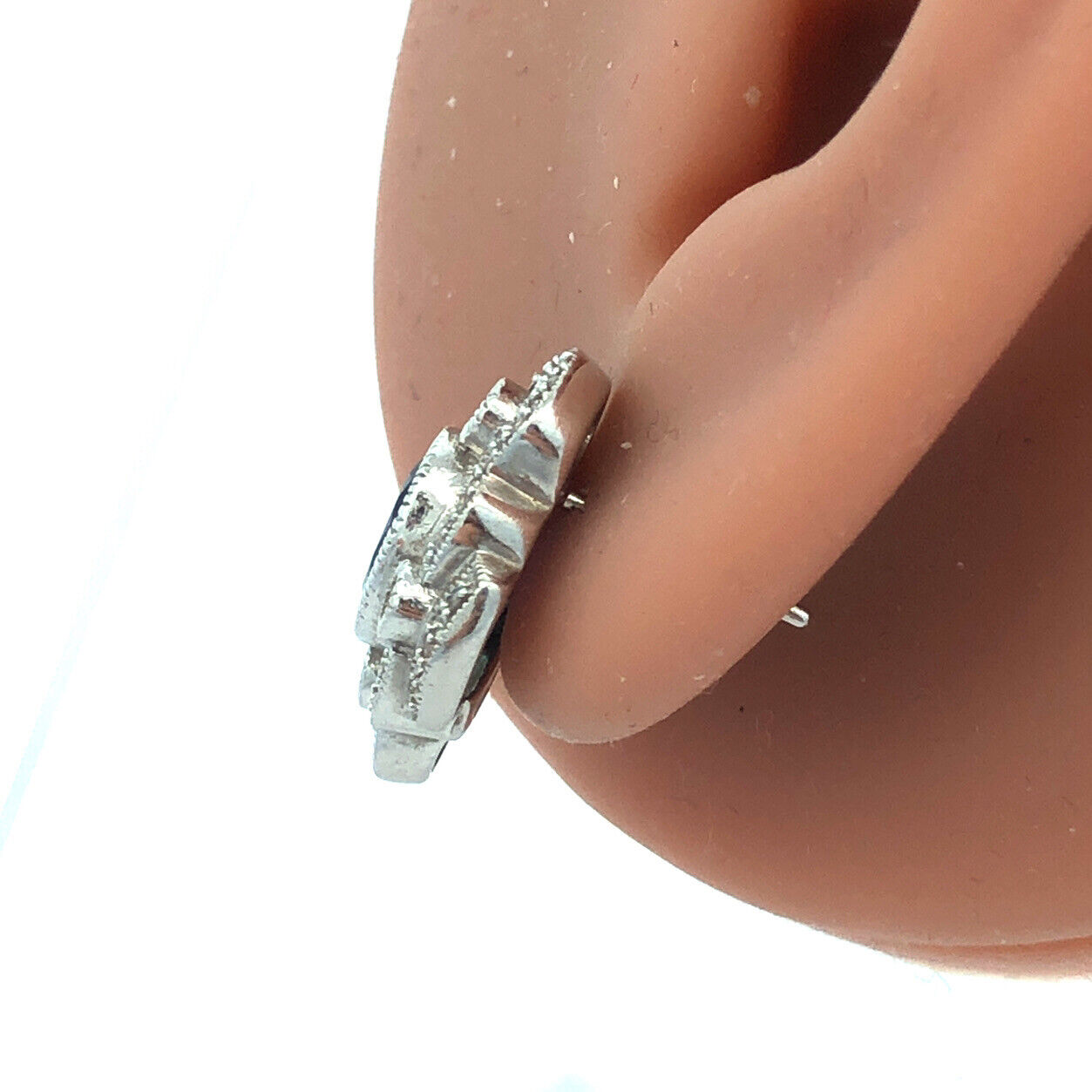 Designer 10K White Gold Oval Tanzanite Yellow Topaz Diamond Stud Earrings