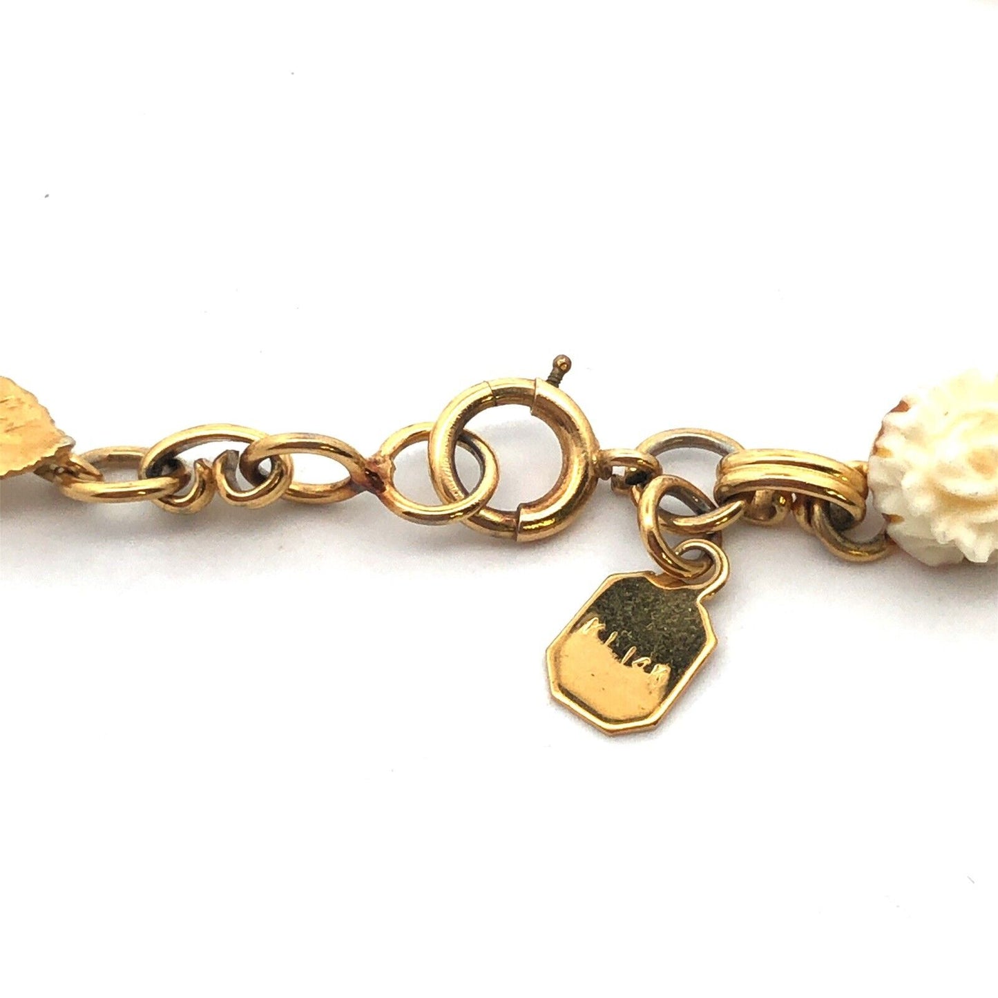Exquisite Designer Vintage 14K Burnished Gold Floral Leaf Panel Tennis Bracelet