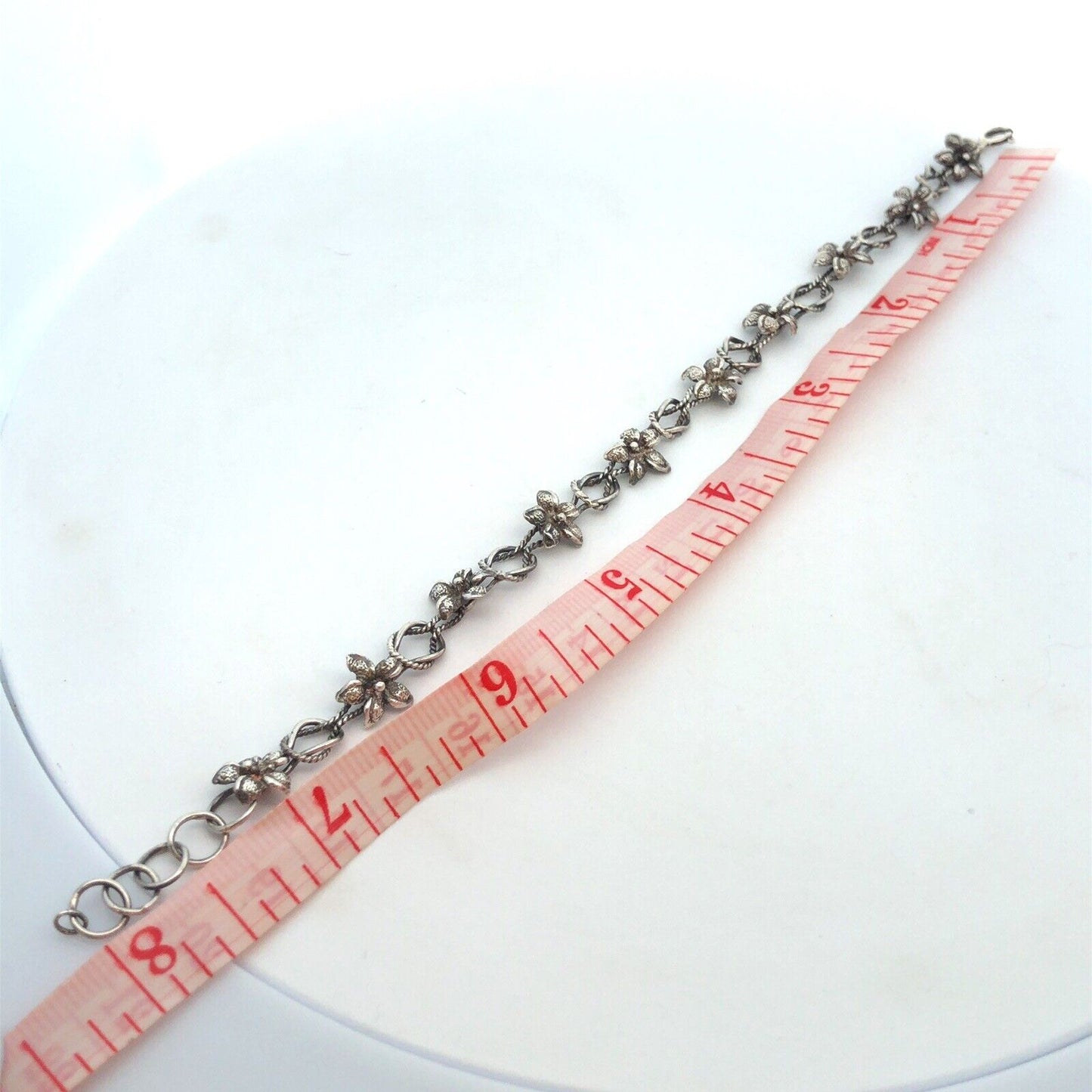 Vintage 925 Sterling Silver Plumeria Flower Floral Hawaiian Tropical Bracelet