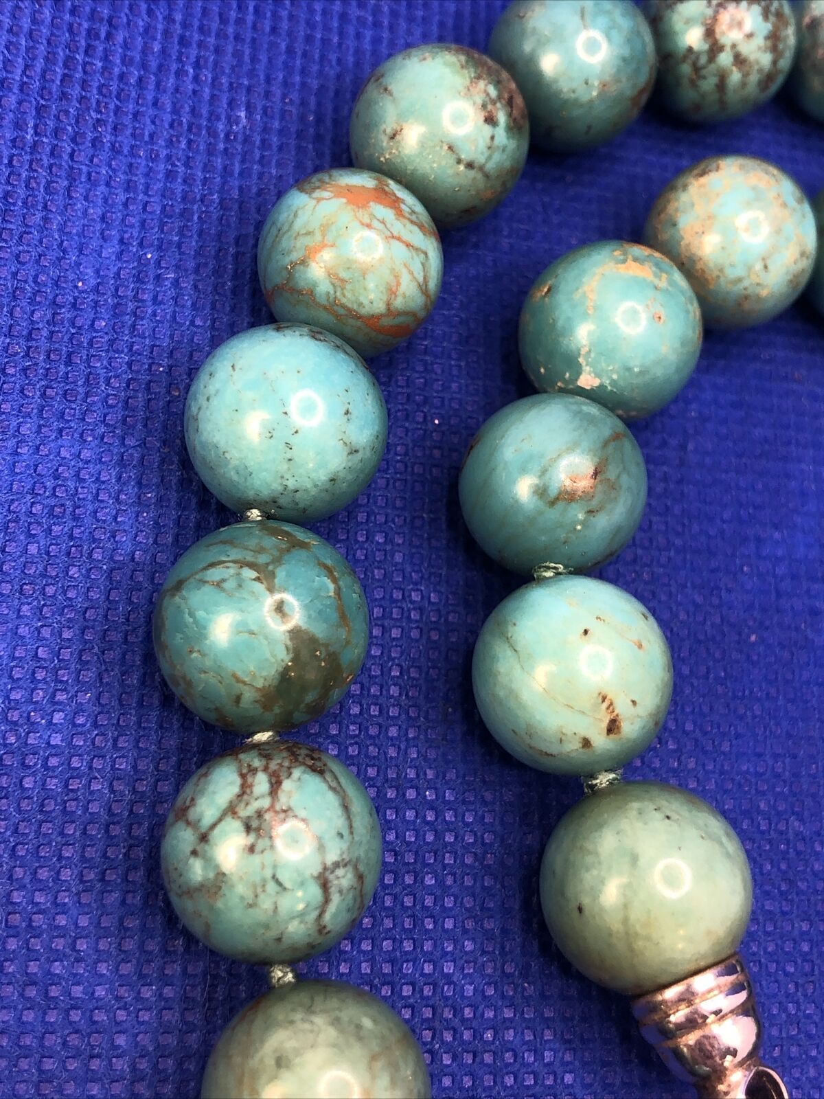 Whitney Kelly 925 Sterling Silver Turquoise Beaded Hand Knotted Chunky Necklace