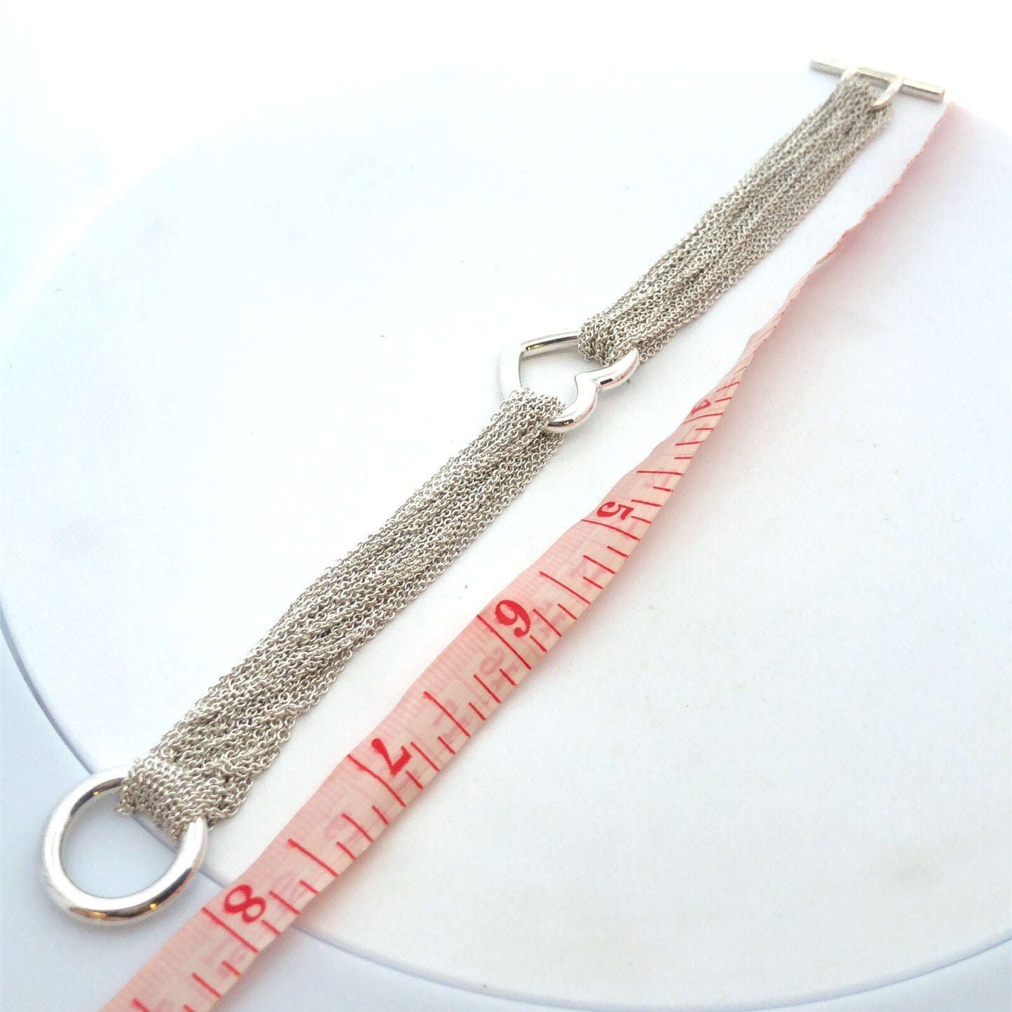 Tiffany & Co 925 Sterling Silver Retired Heart Mesh Multi-Strand Toggle Bracelet