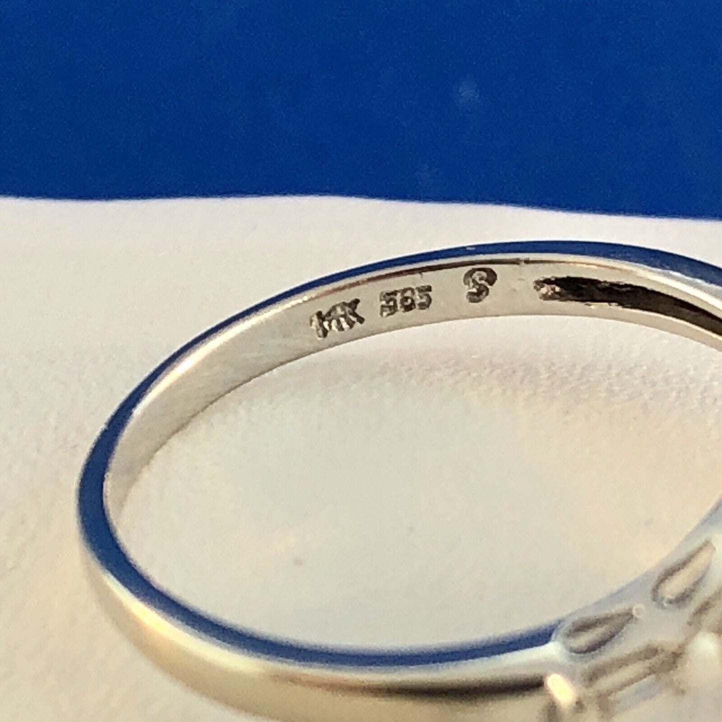 Estate Designer 14K White Gold Ruby Diamond July Anniversary Bypass Ring