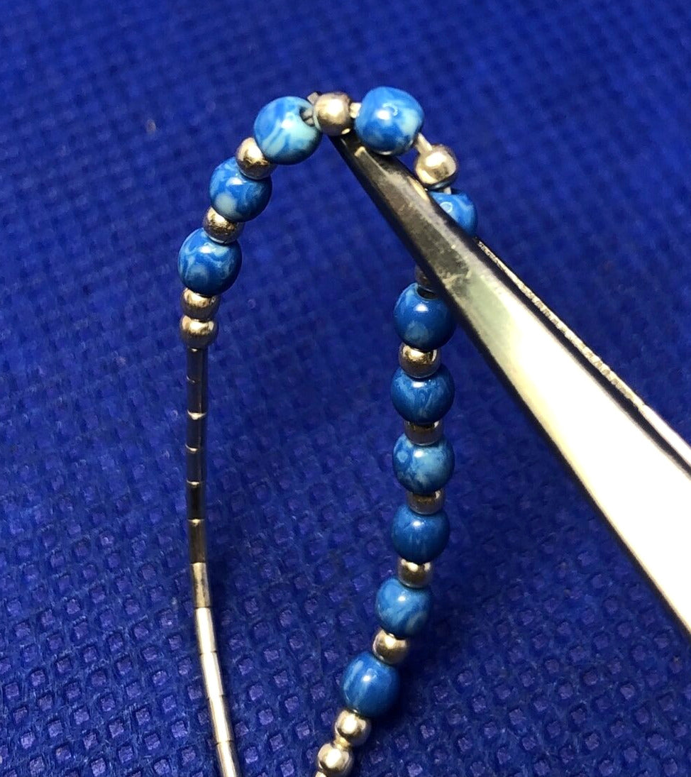 Lapis Lazuli 925 Sterling Silver Beaded Liquid Silver Tennis Bracelet