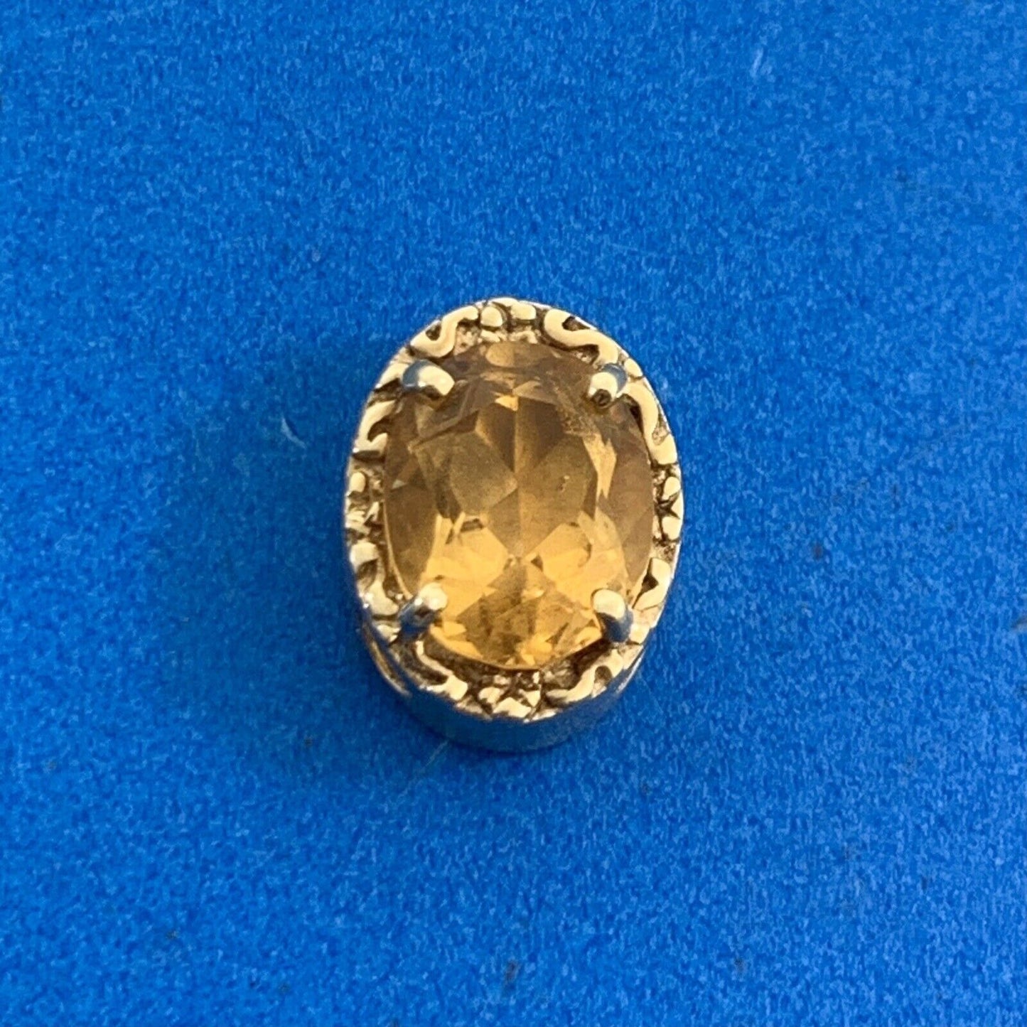 Vintage Designer DDH 10K Yellow Gold Oval Citrine Slide Bracelet Charm