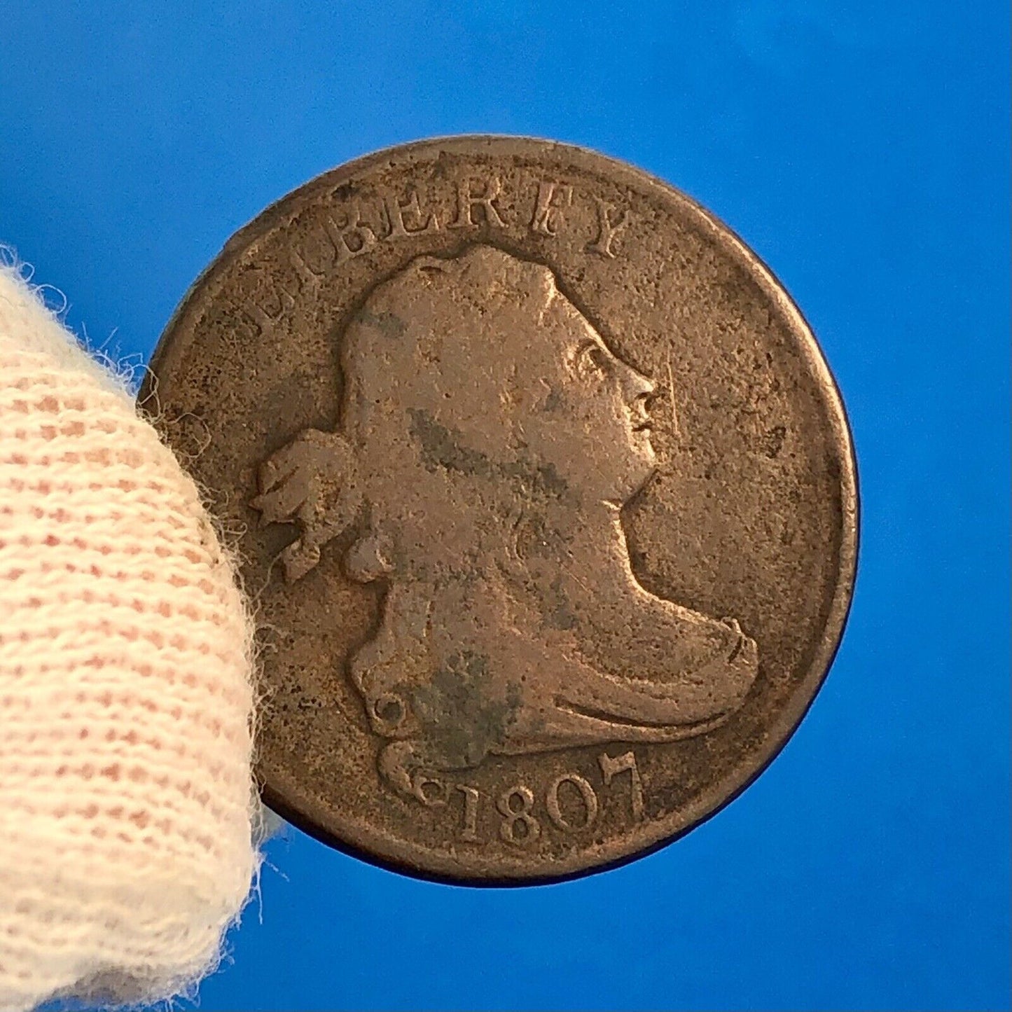 1807 P Draped Bust Copper Half Cent Early US Copper Better Key Philadelphia Coin