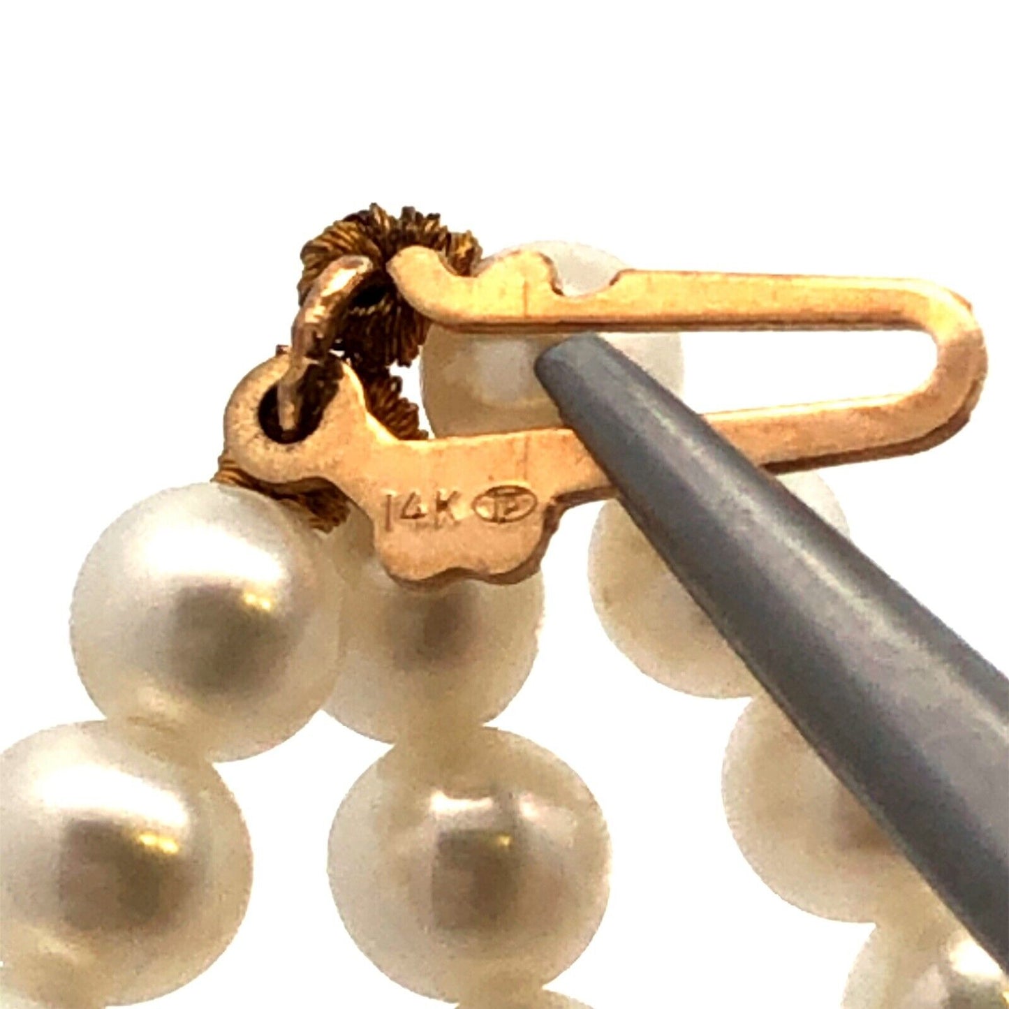 Designer 14K Yellow Gold Round White Pearl 3-Strand Beaded Bracelet