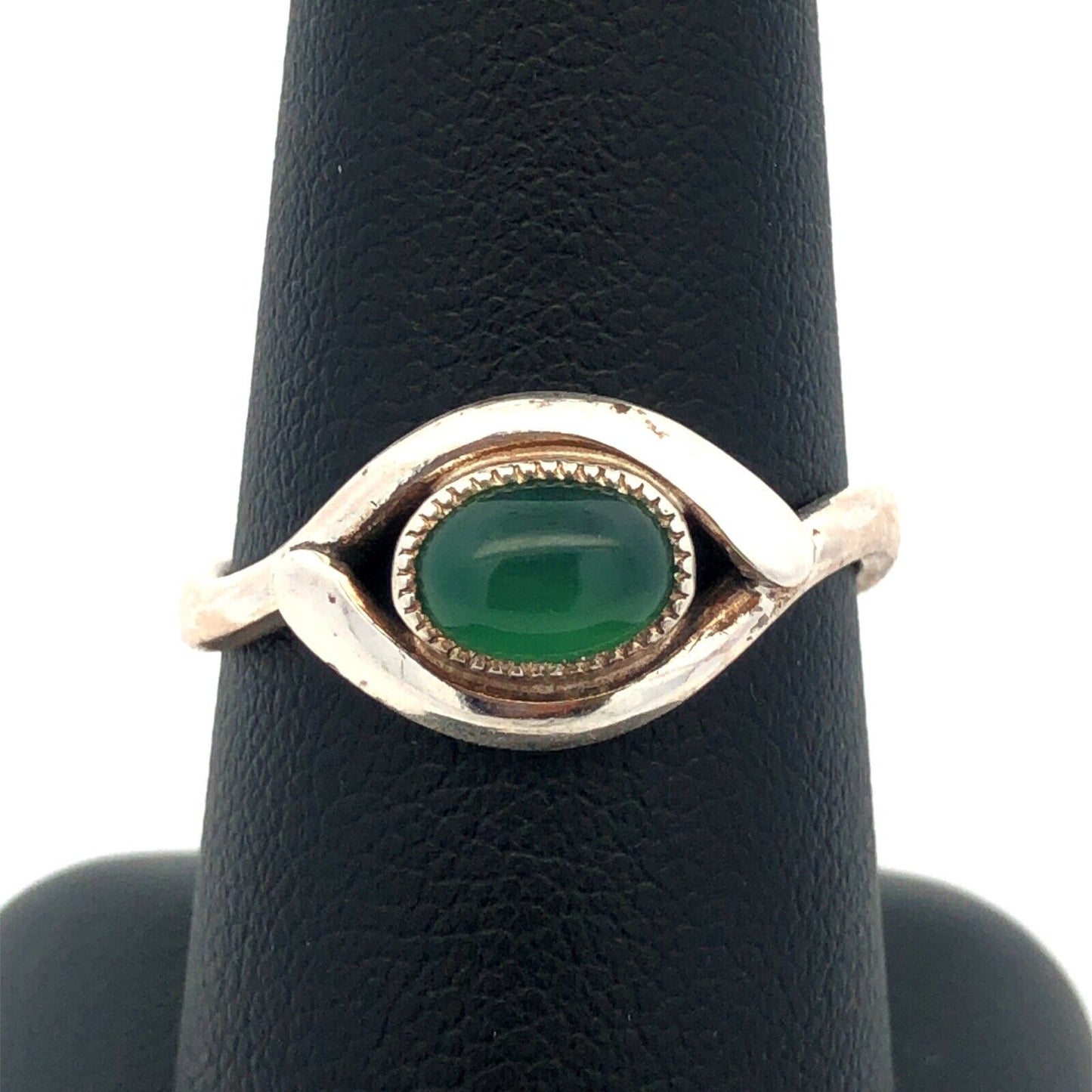 Vintage Designer MC 925 Sterling Silver Oval Green Tourmaline Ring