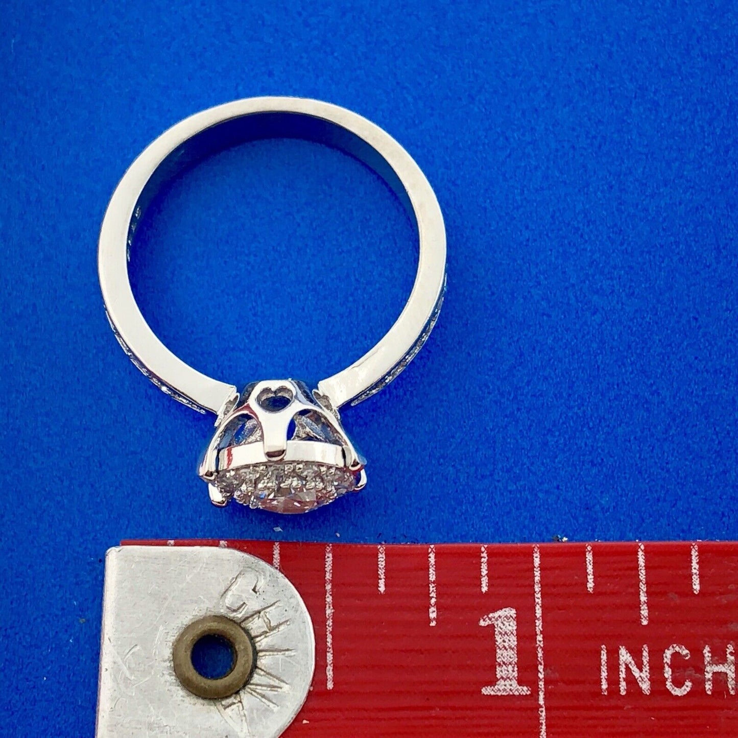 Sterling Silver 925 Cubic Zirconia White Sapphire Halo Engagement Promise Ring