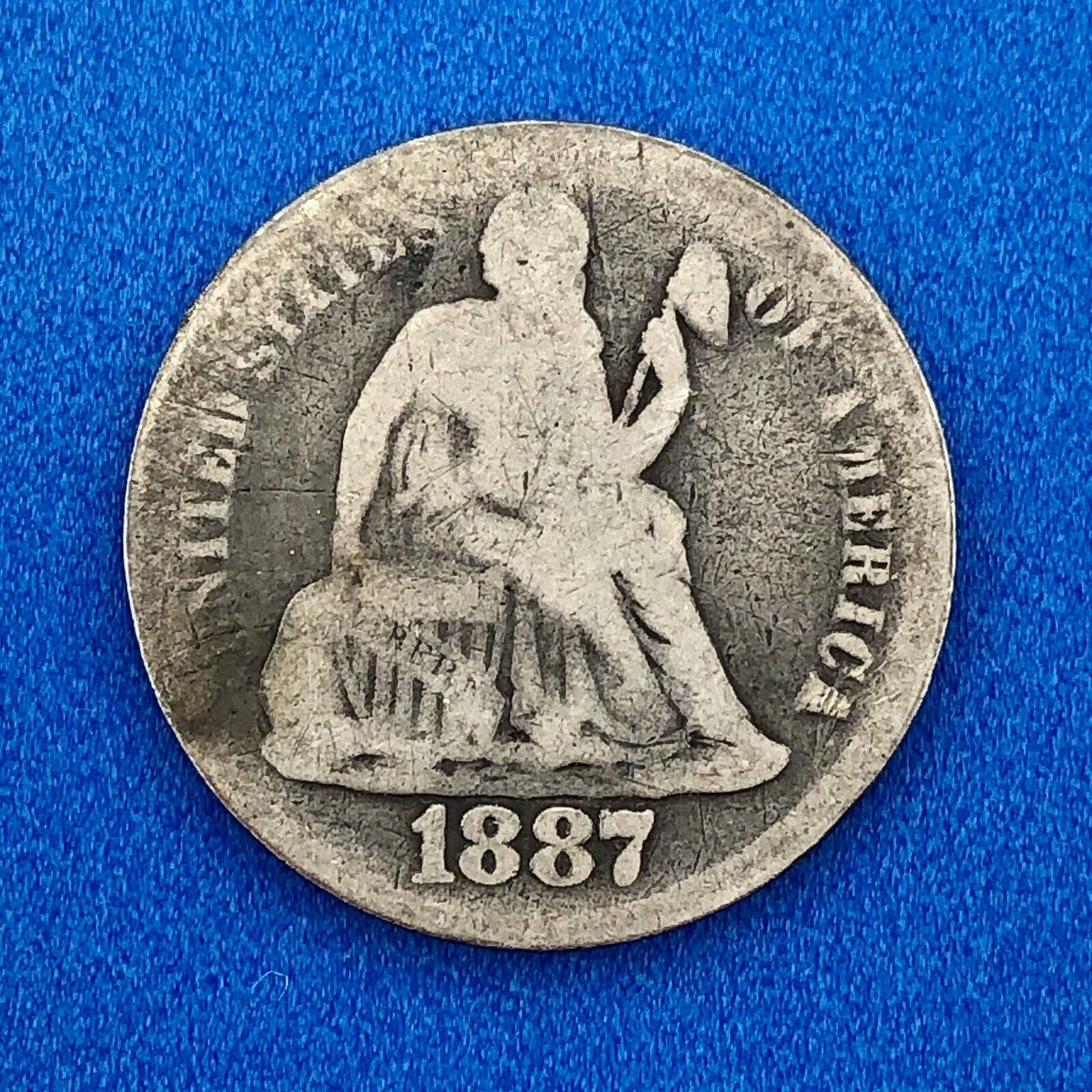 1887 S Seated Liberty Silver Dime 10c Better Key No Stars San Francisco Coin