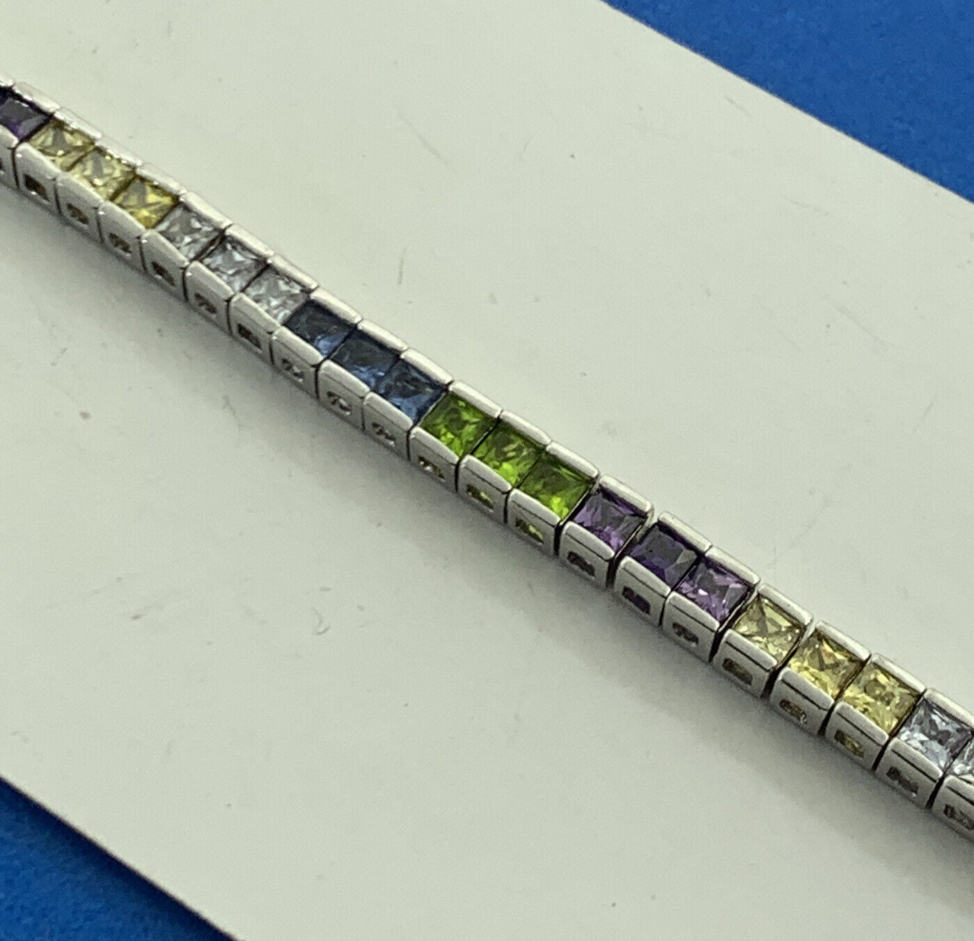 FAS Citrine White Purple Amethyst Peridot Blue Tourmaline Sterling Tennis Bracel