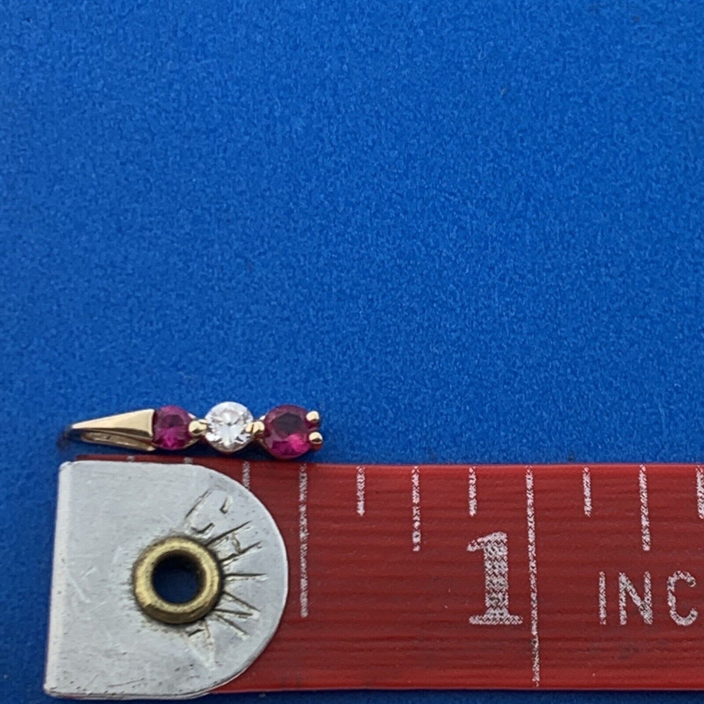 Vintage 10K Yellow Gold Pink Spinel White Cubic Zirconia Charm Pendant