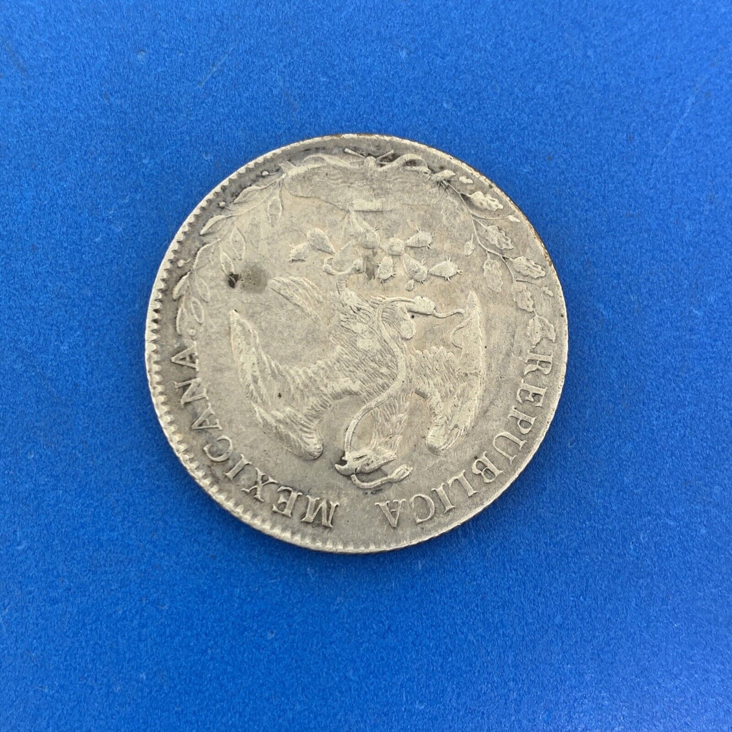 1893 Go Guanajuato 8 Reales R.S. 10 D 20 G .903 Silver Mexico Coin