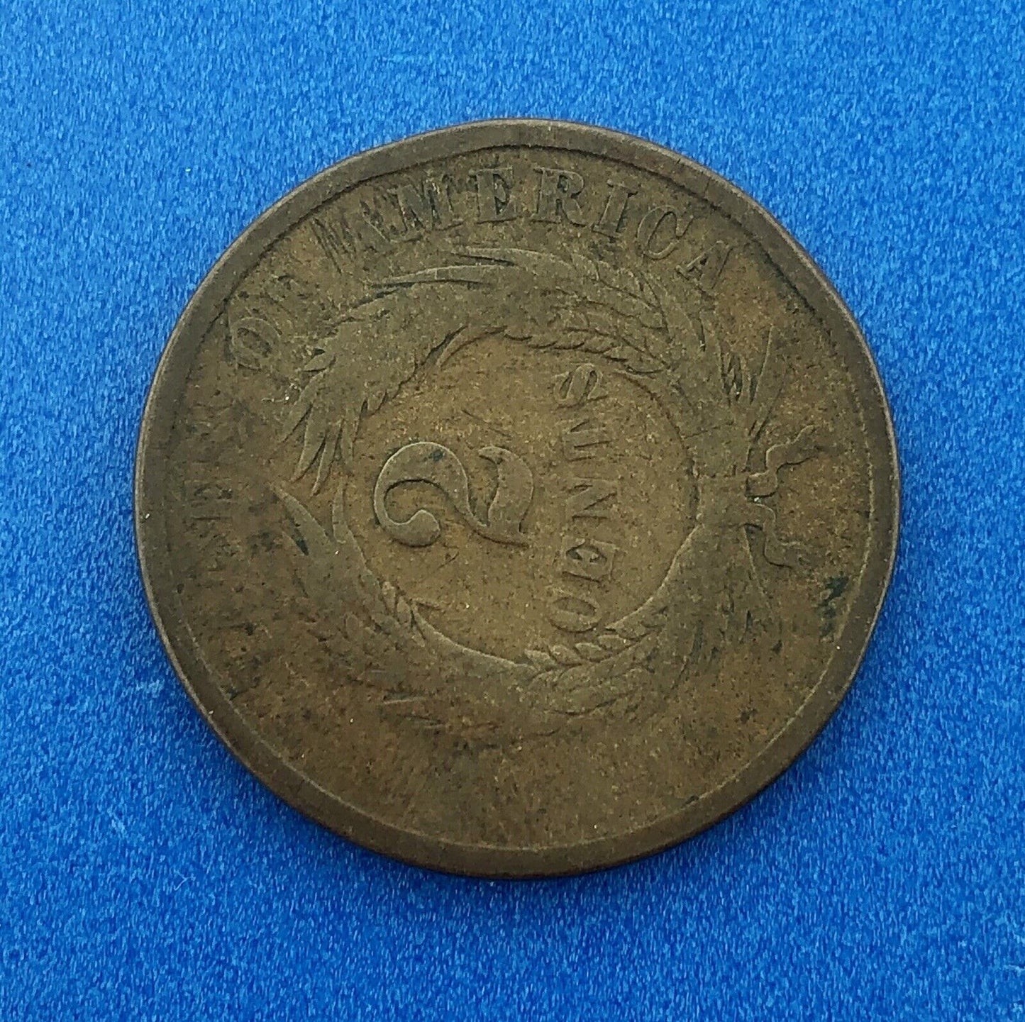 1865 P Bronze Two-Cent Piece Union Shield Short Lived Philadelphia Mint Coin