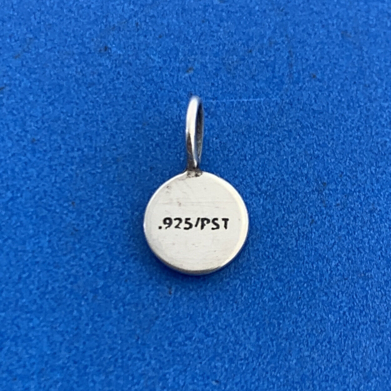 PST 925 Sterling Silver F Initial Monogram Script Petite Disc Bracelet Charm