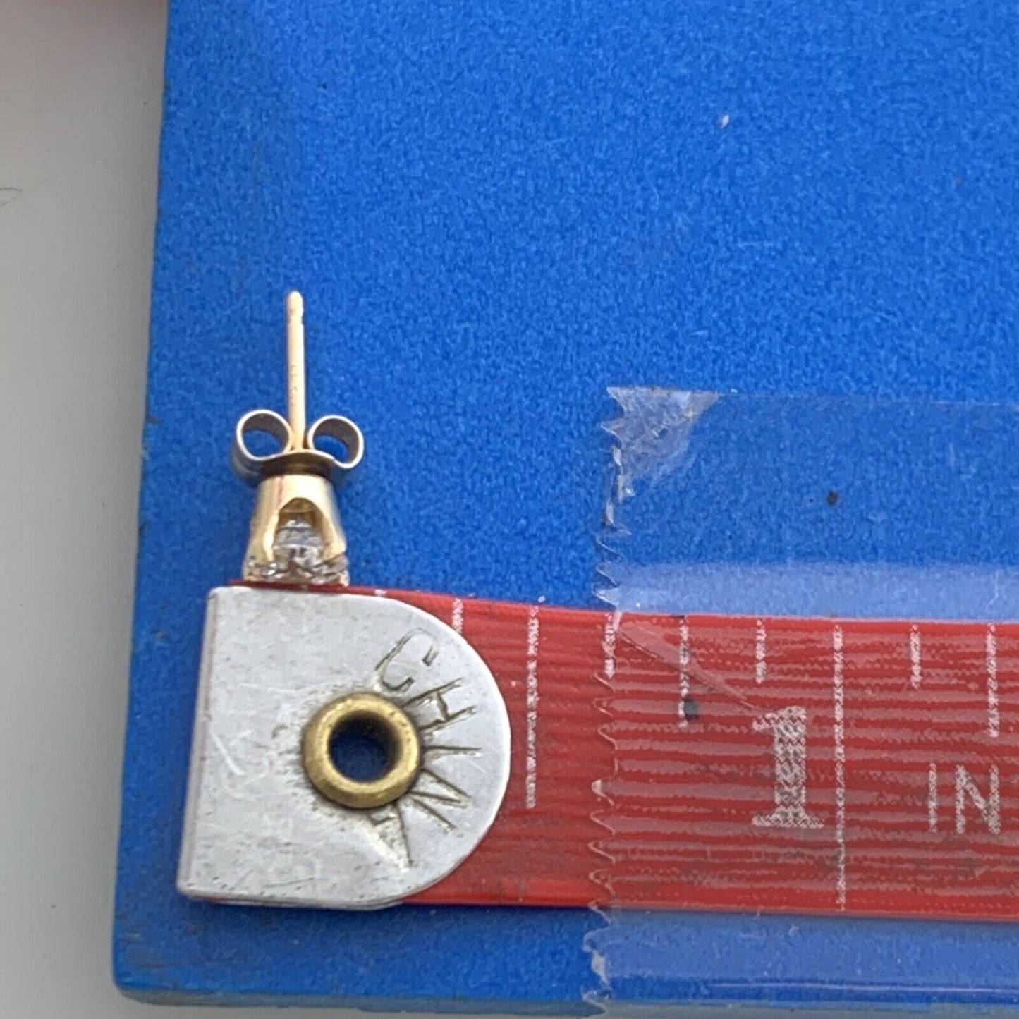 Designer 14K Yellow Gold Round White Tourmaline Stud Earrings