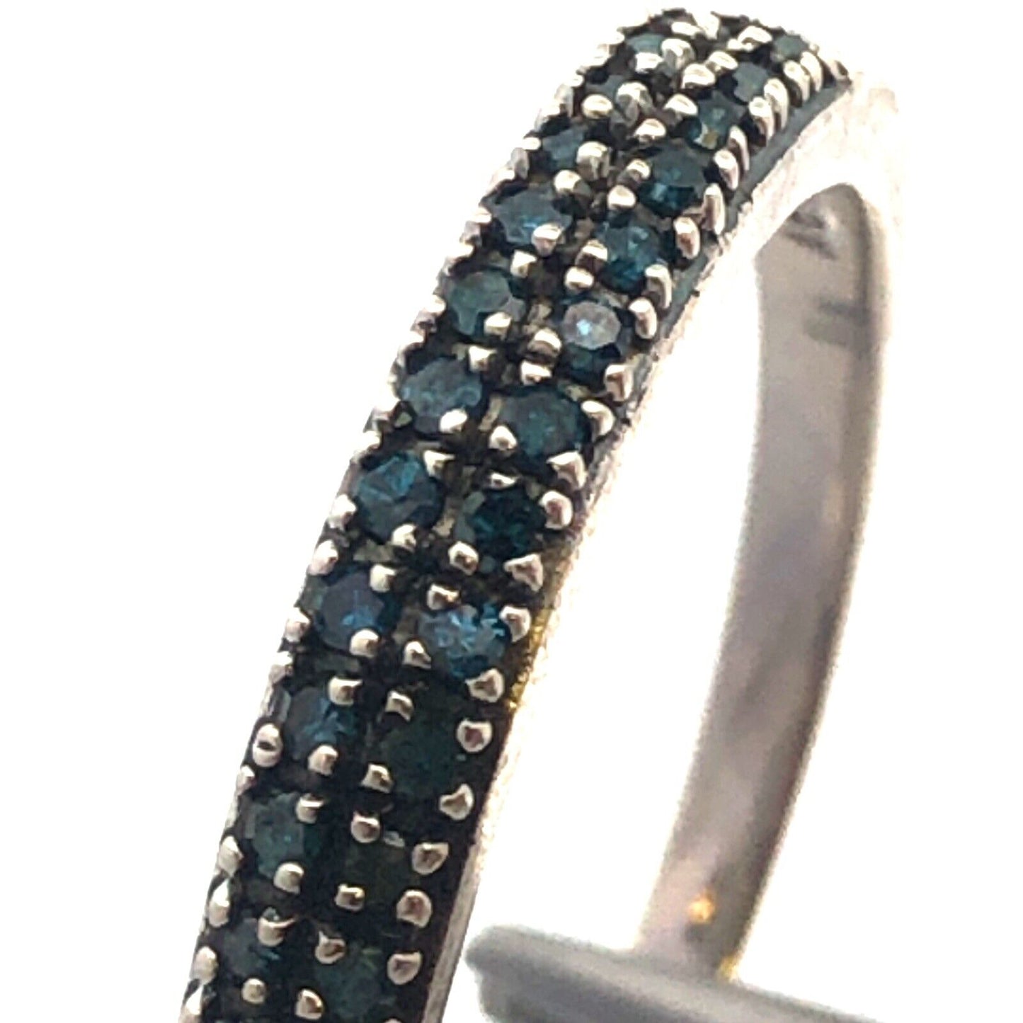 Designer DJoy 925 Sterling Silver Blue Sapphire Pave Anniversary Band Ring