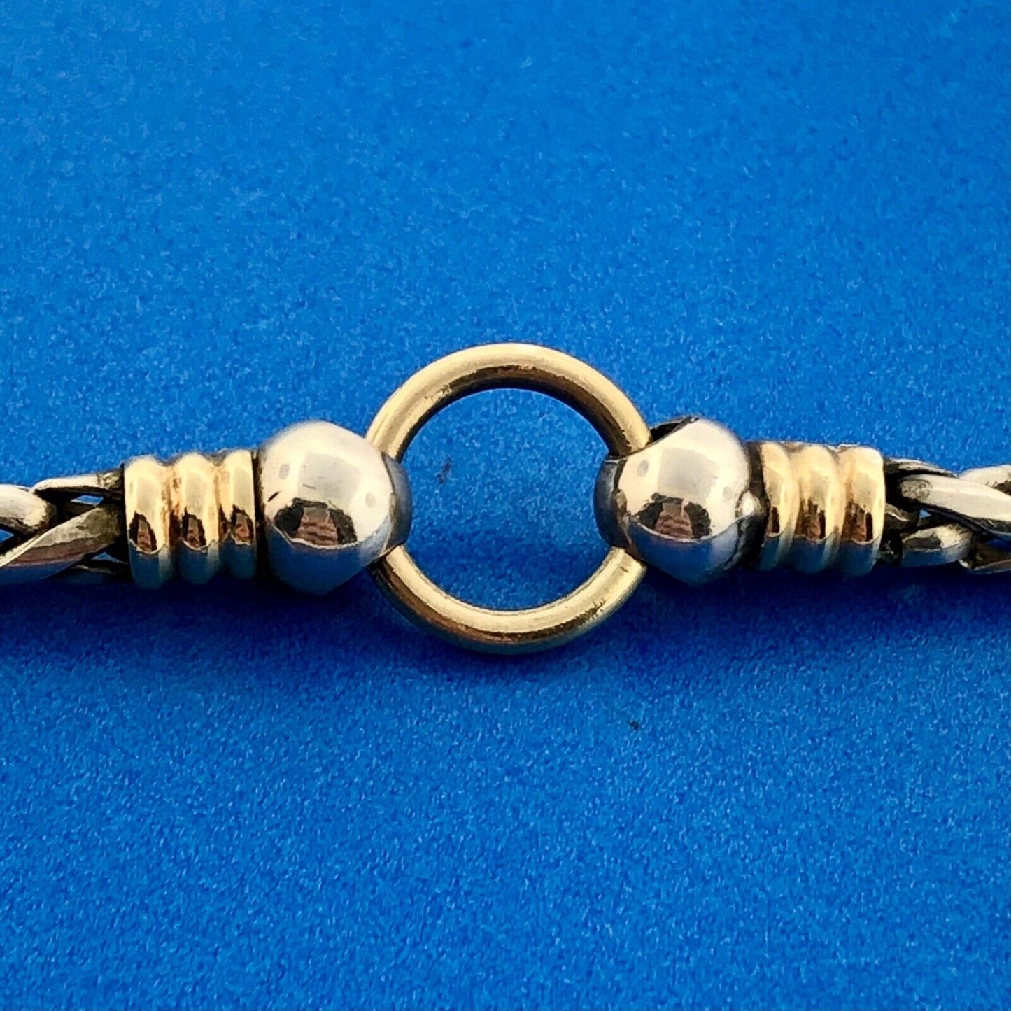 14K Yellow Gold Sterling Silver 925 Classic Wheat Cable Station Necklace
