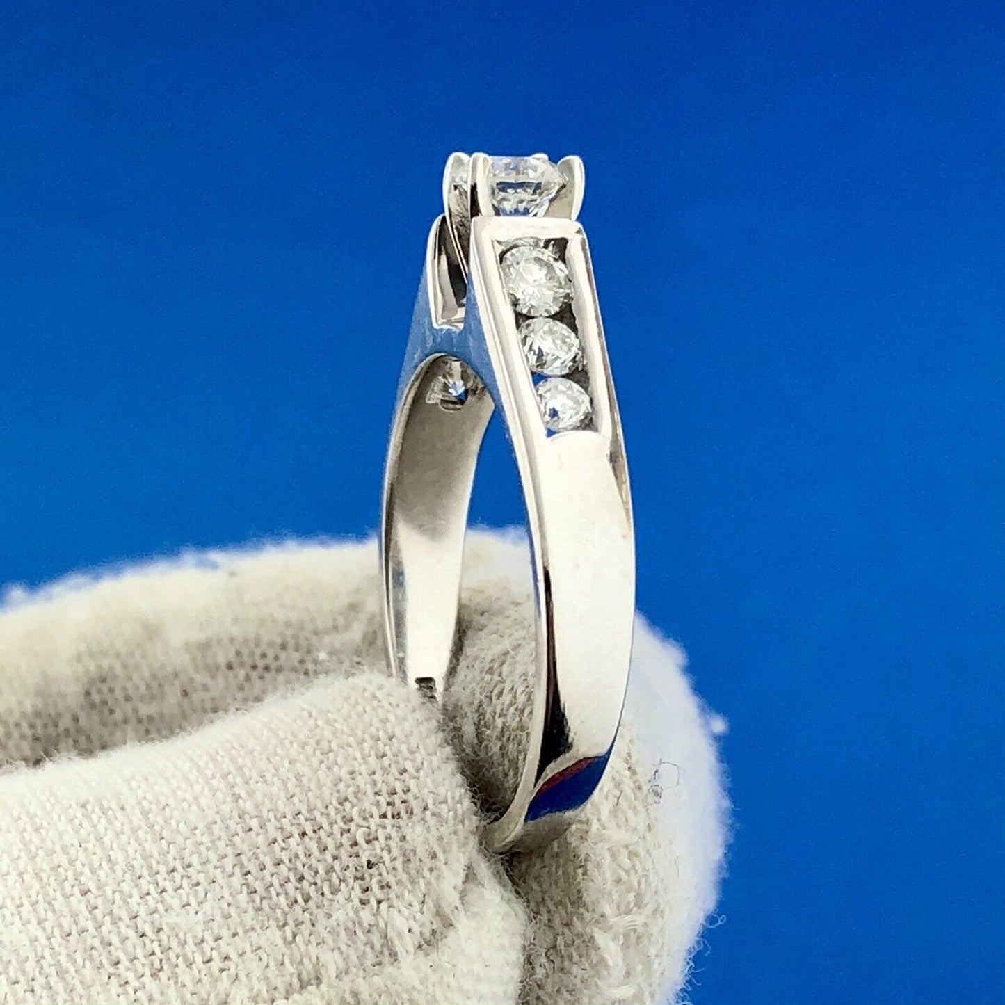 Estate Magic Glo 14K White Gold Diamond Solitaire w/Accents Engagement Ring