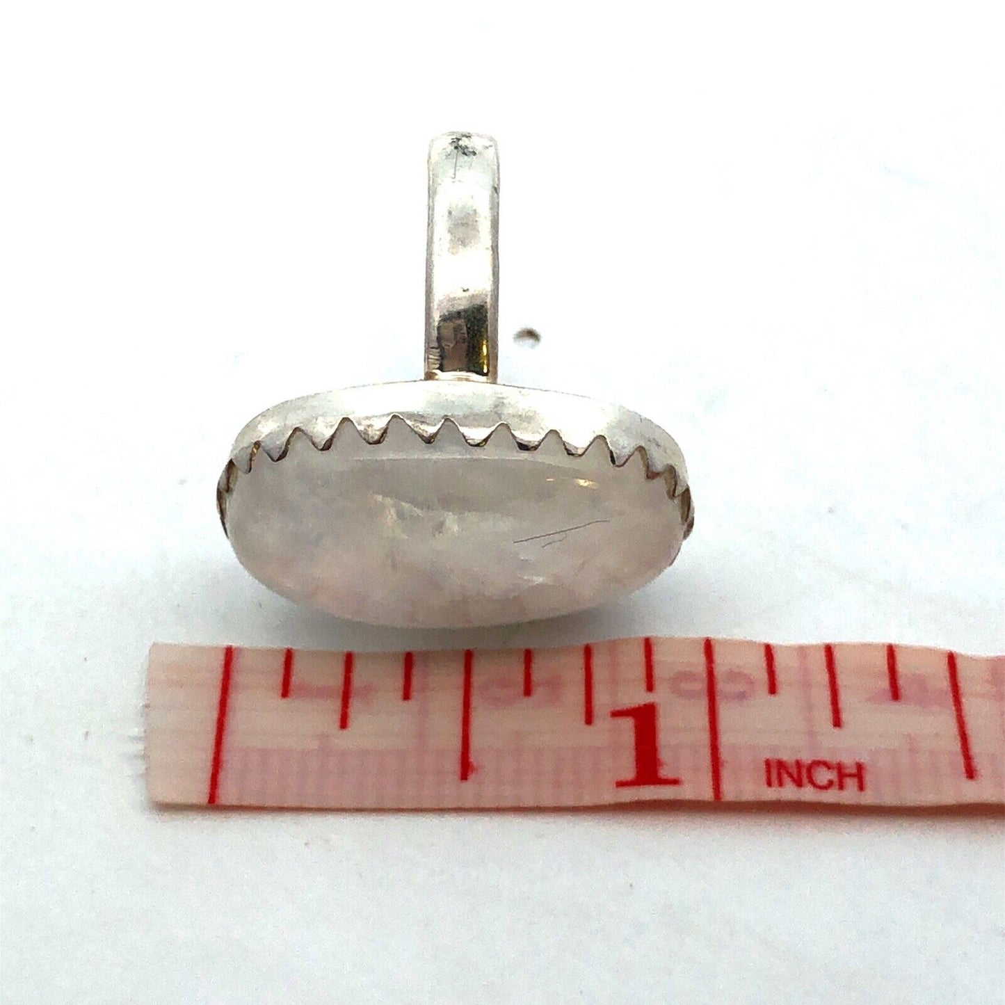 Vintage 925 Sterling Silver Oval Rainbow Moonstone Ring