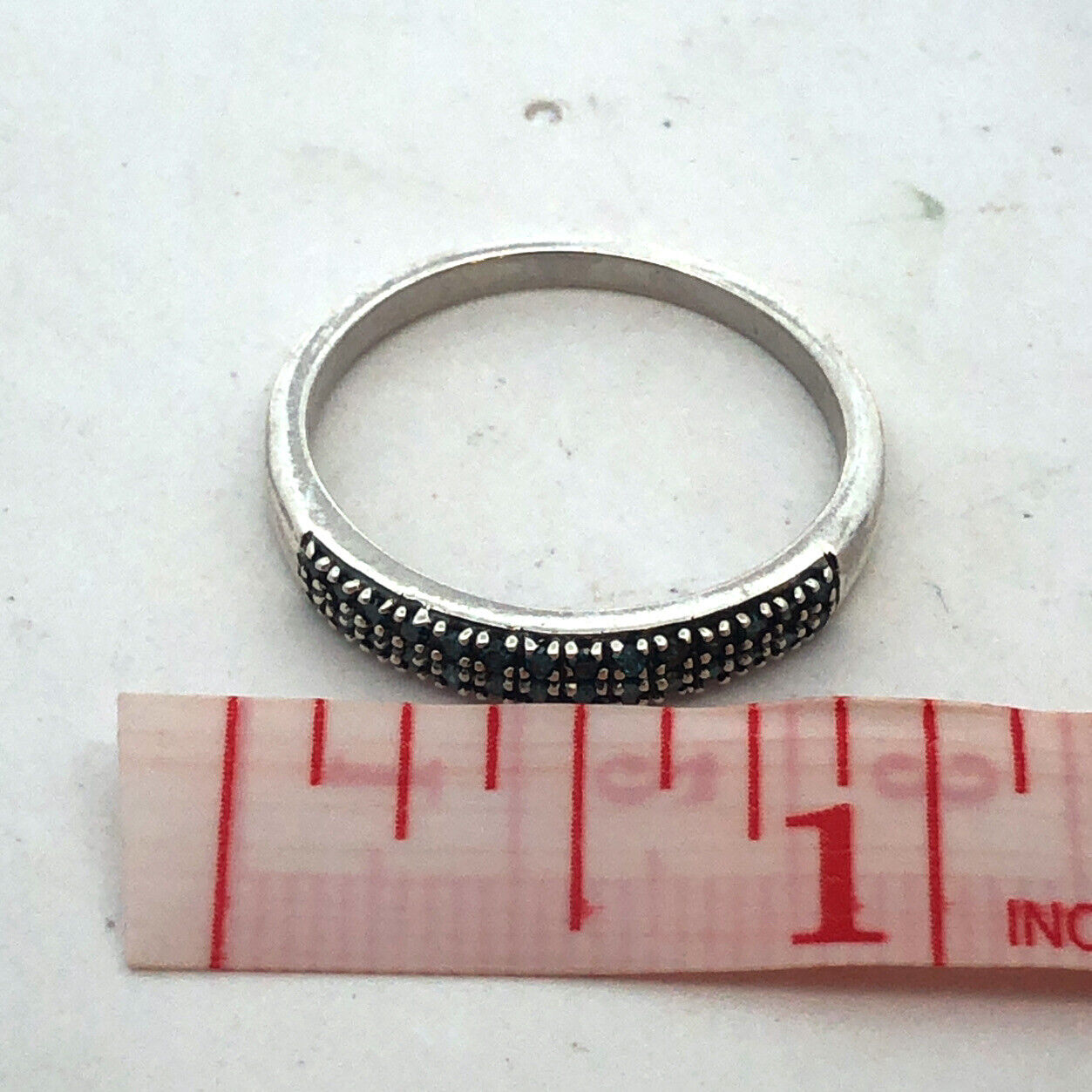 Designer DJoy 925 Sterling Silver Blue Sapphire Pave Anniversary Band Ring