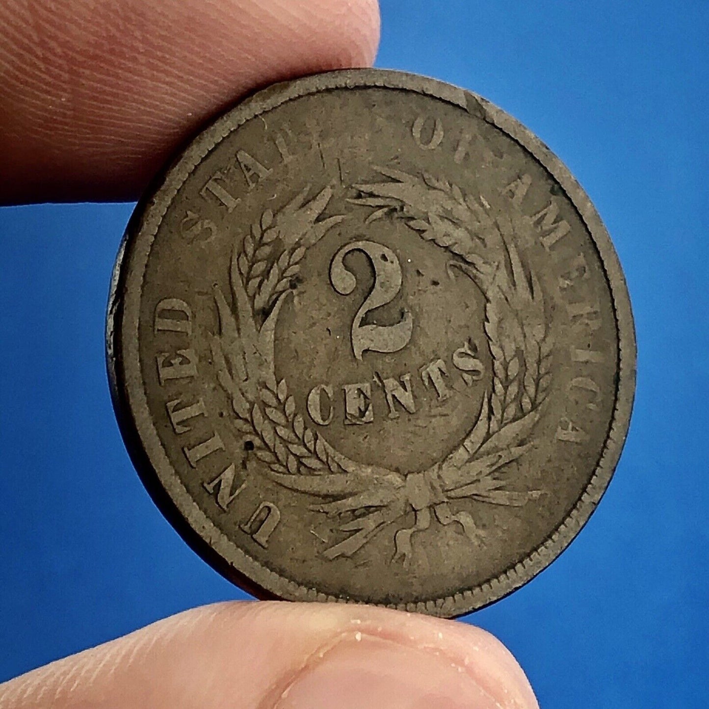 1864 P Bronze Two-Cent Piece Union Shield Large Motto Philadelphia Mint Coin