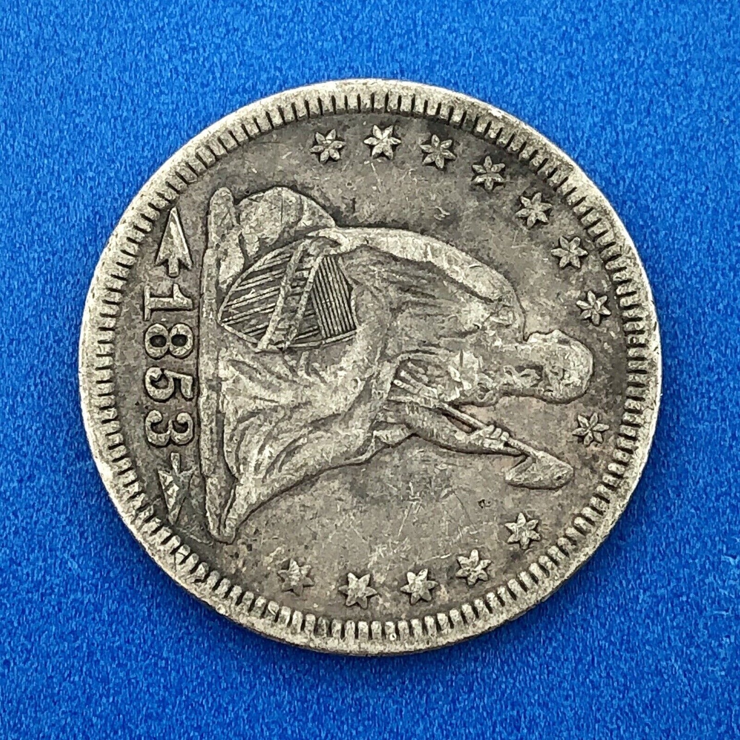 1853 P Seated Liberty Silver Quarter Dollar 25c Type 2 Better One Year Type Coin