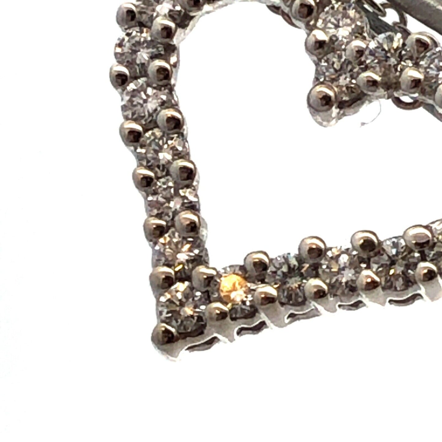 Designer H 14K White Gold Round Diamond Heart Anniversary Pendant Chain Necklace