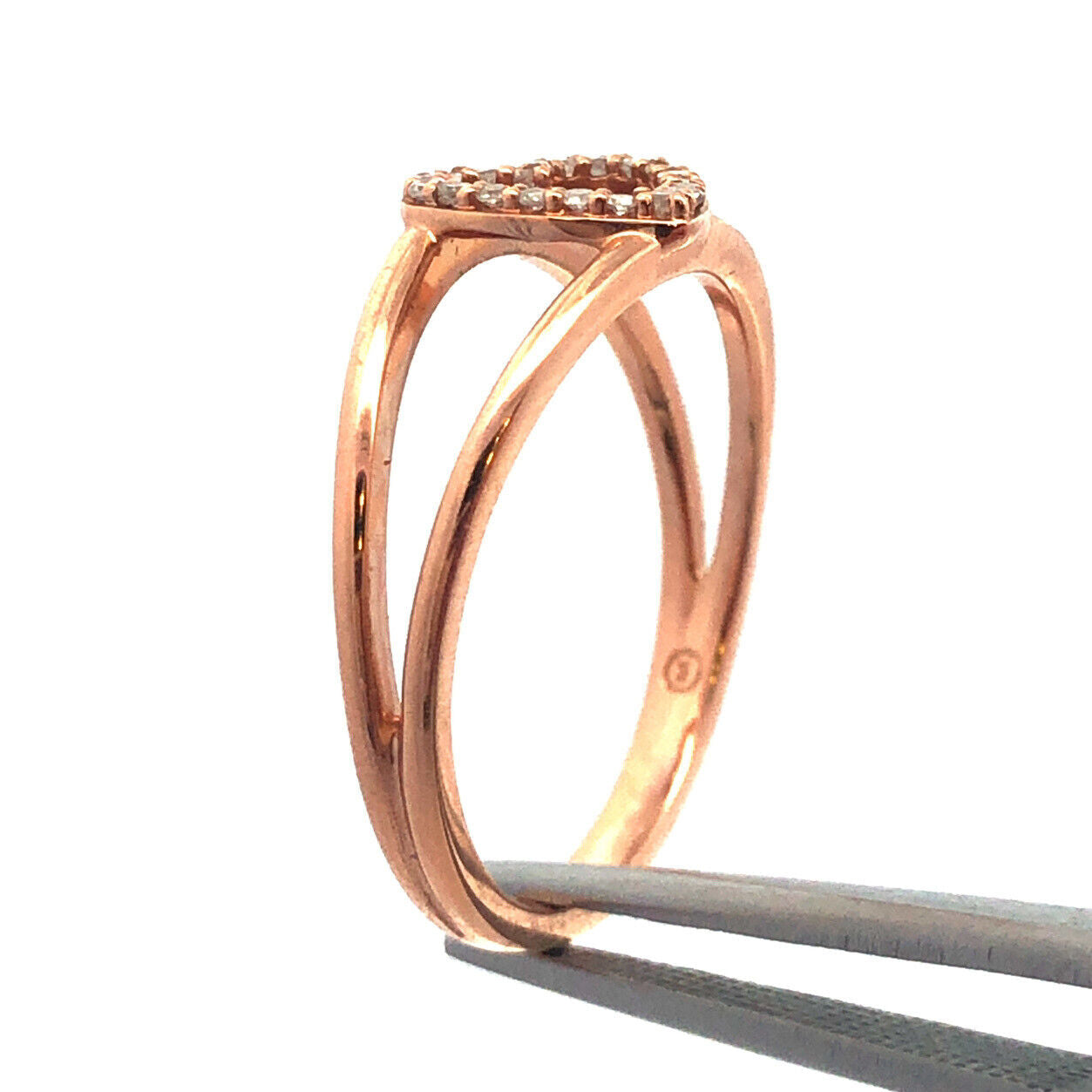 Designer 14K Rose Gold Diamond Heart Sweetheart Promise Anniversary Ring