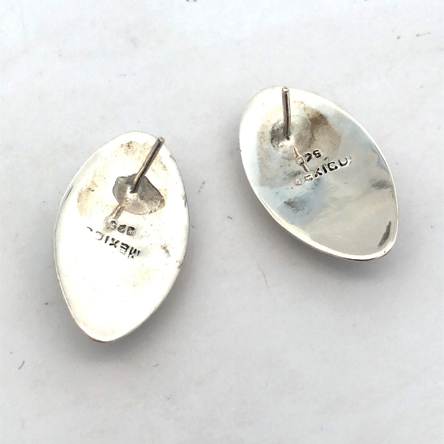 Vintage Mexico 925 Sterling Silver Oval Leopard Skin Jasper Stud Earrings