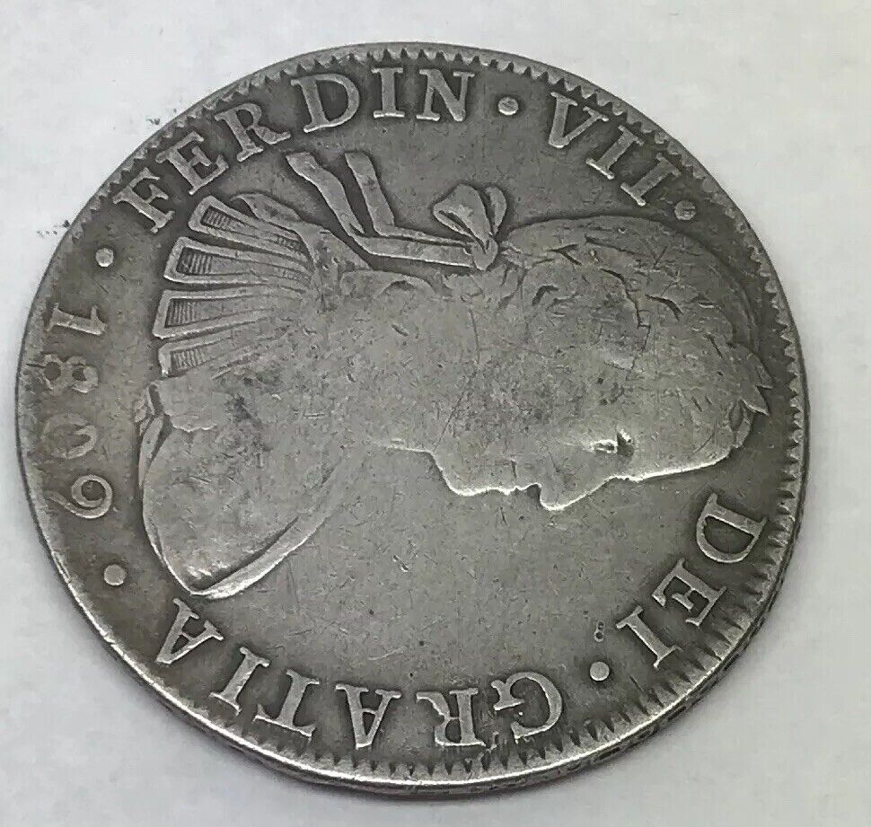 1809 TH Silver 8 Reales Mexico City Mint Pillar Dollar Colonial Coin