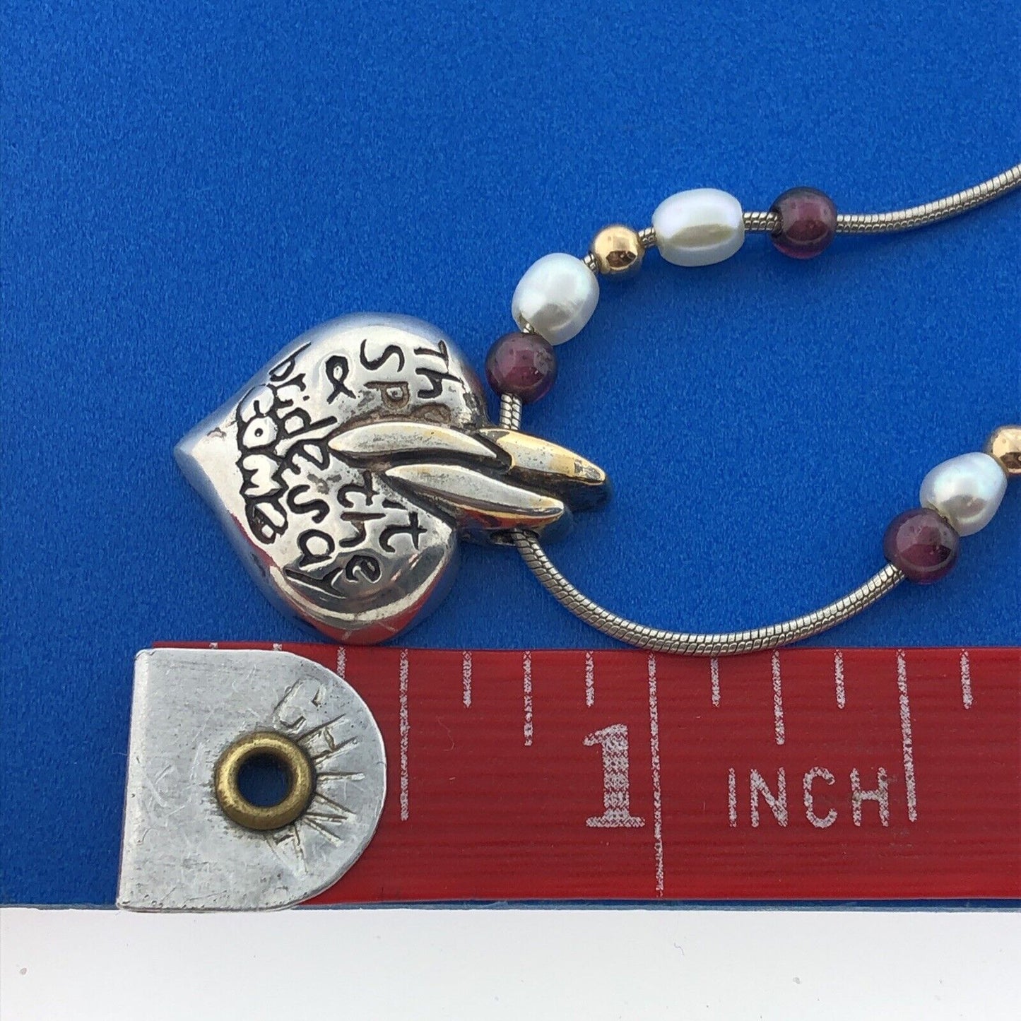 Designer 925 Sterling Silver 14K Gold Amethyst Pearl Spirit Bride Come Necklace