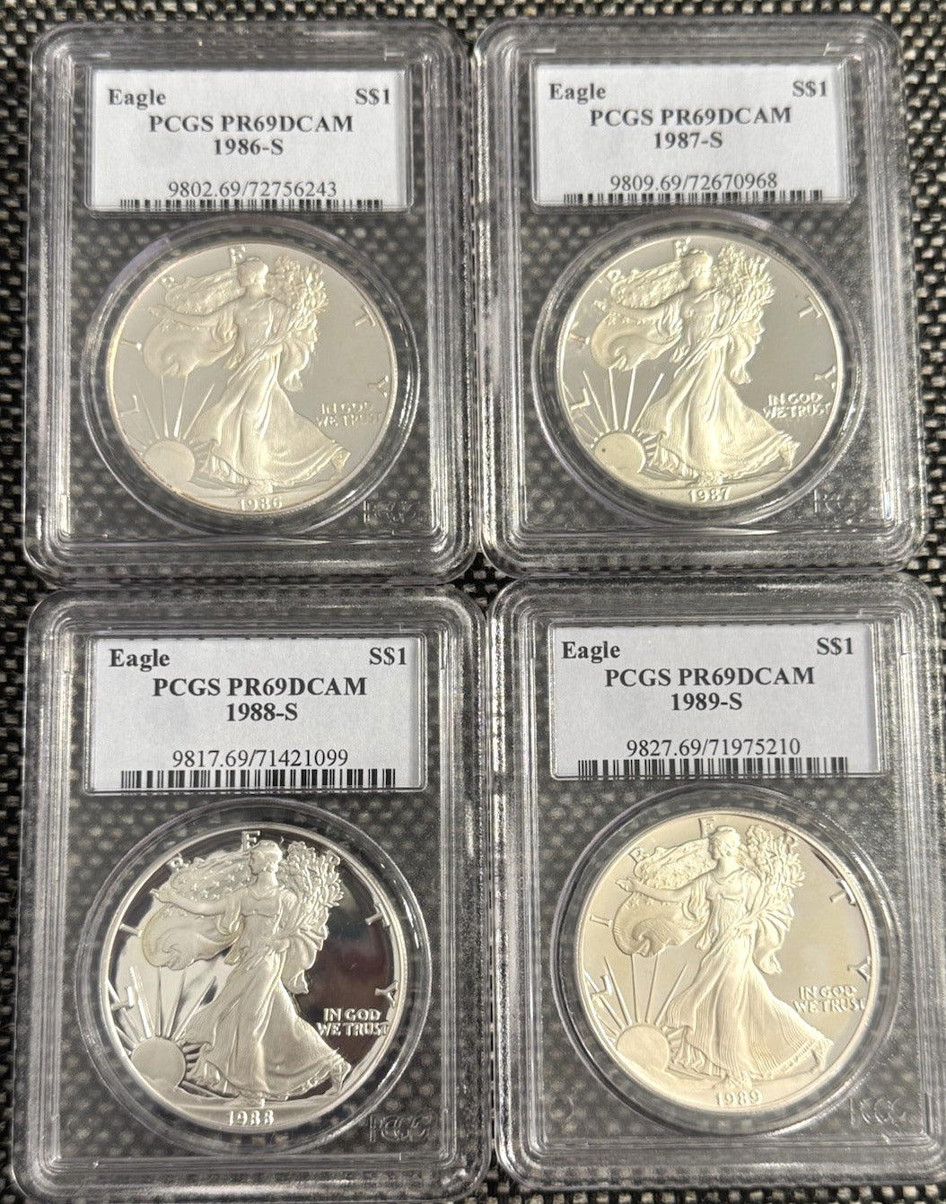1986-2005 $1 American Silver Eagle 1 oz PF PR69 DCAM UCAM PCGS 20 Coin Set