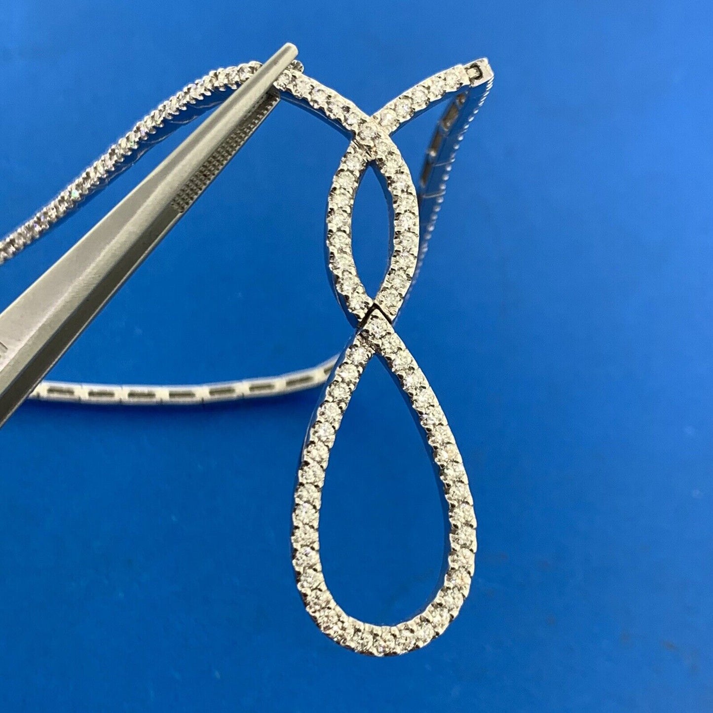Gabriel Co 14K White Gold Diamond Encrusted Infinity Eternity Statement Necklace