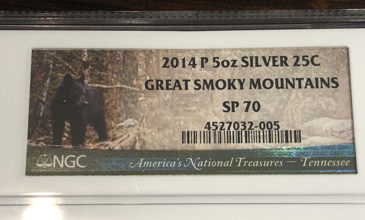 NGC 2014 P Great Smokey Mountains SP70 America The Beautiful ATB 5oz Silver Coin