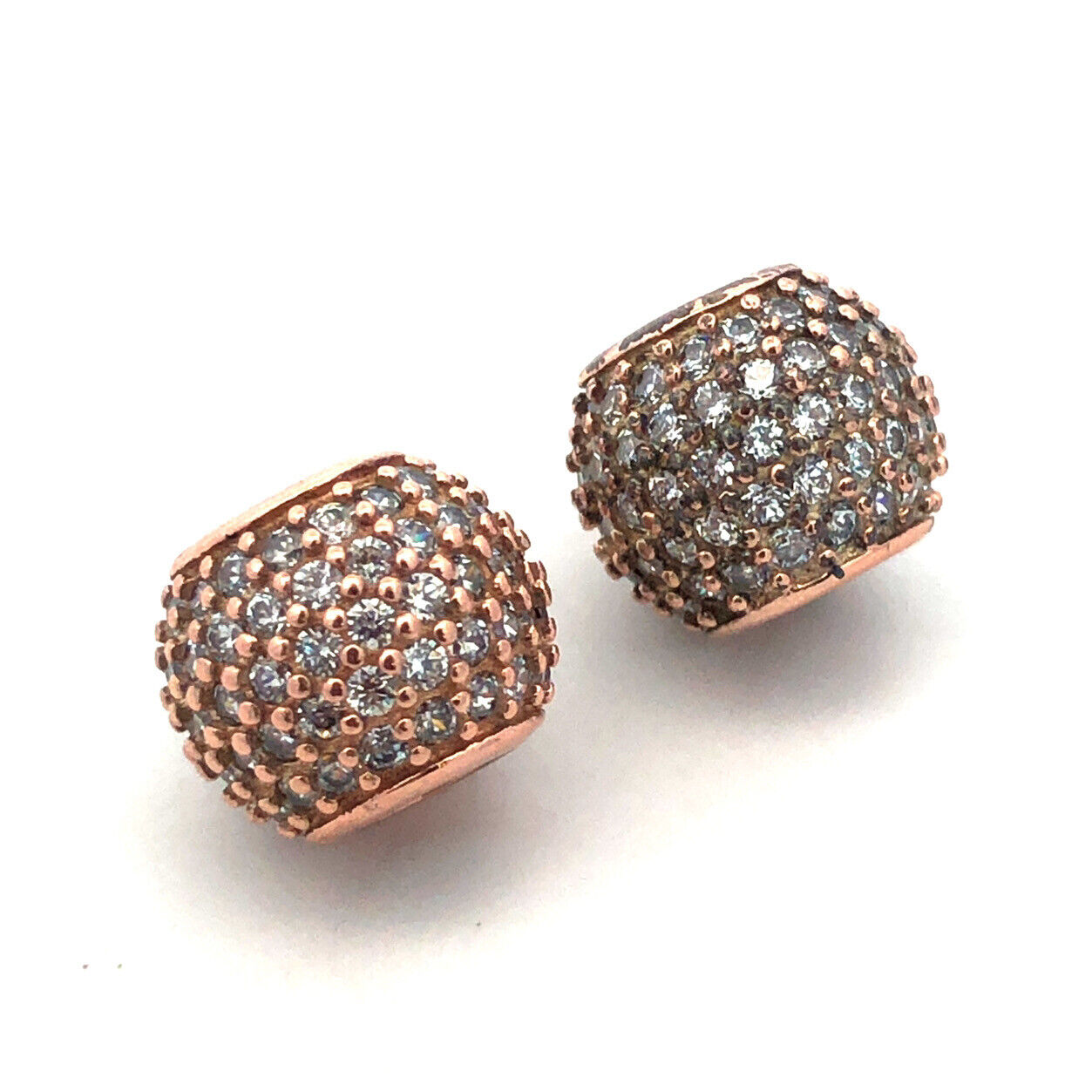 PANDORA 925 Sterling Silver Rose Gold Vermeil CZ Lights Ball 781051 Pave Charm