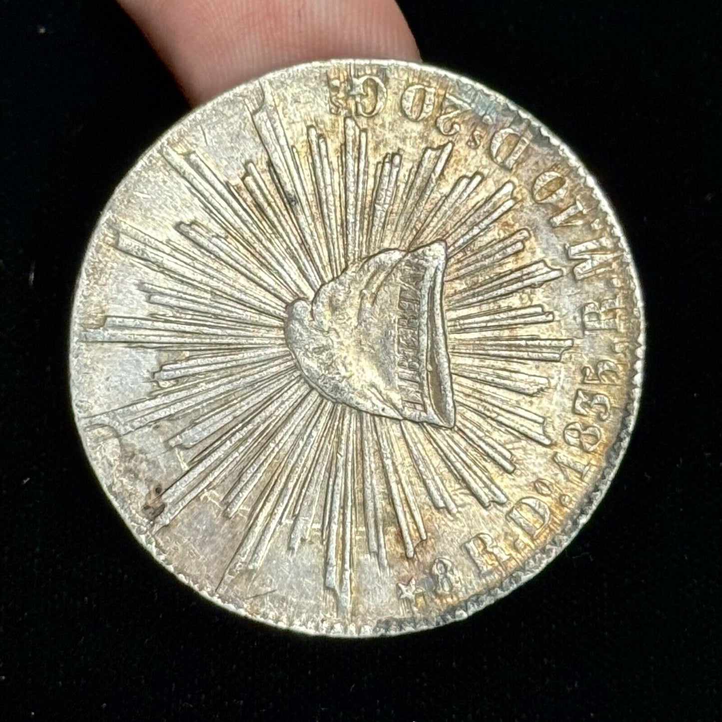 1835 Do Durango Mexico 8 Reales R.M. Cap & Rays Libertad .903 Silver Coin