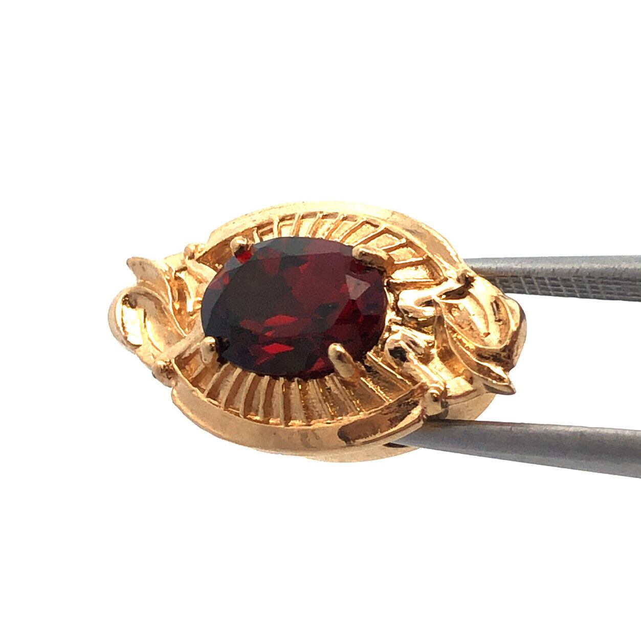 Designer 14K Yellow Gold Oval Garnet January Anniversary Slide Bracelet Charm