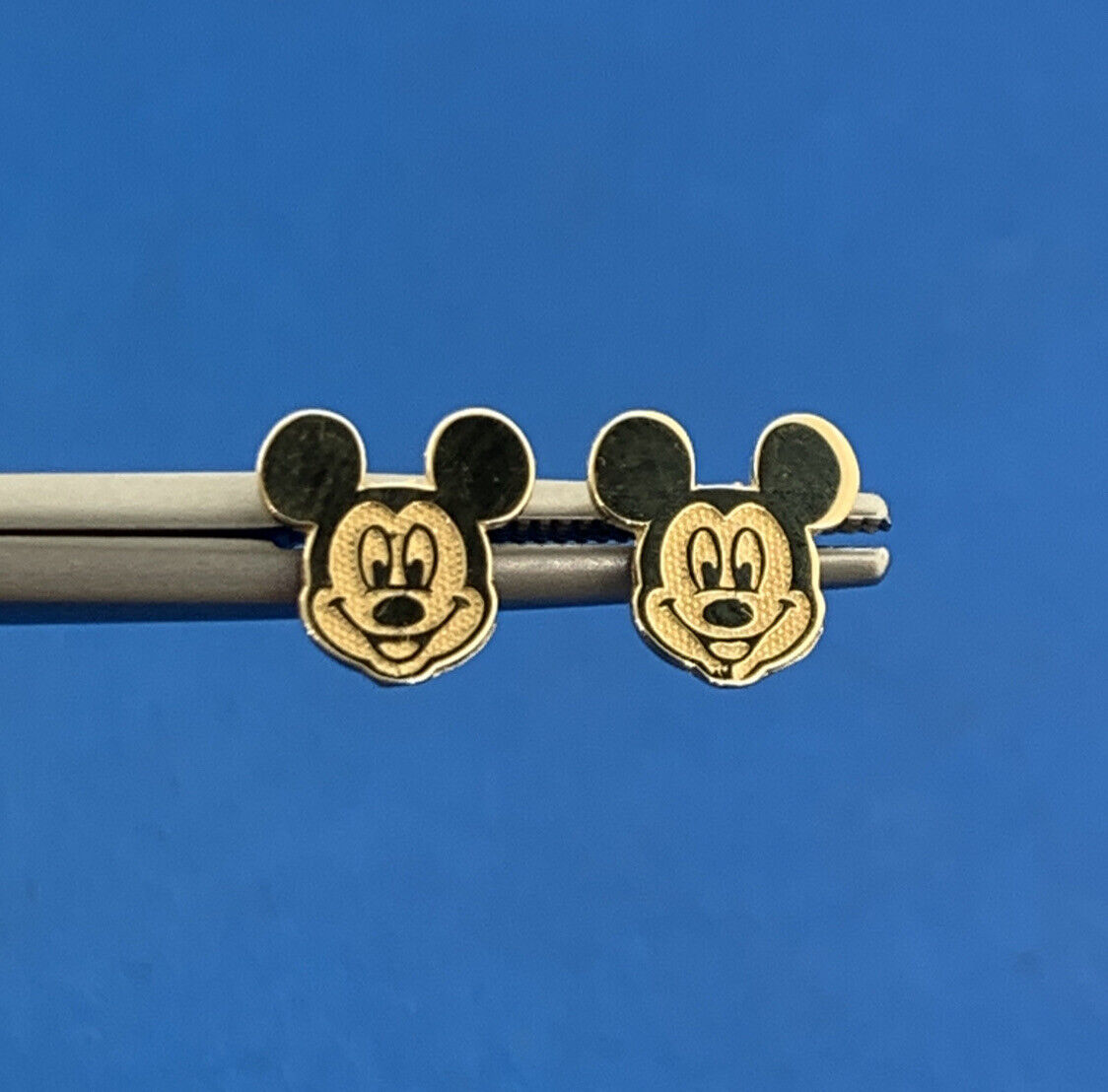 Disney Jacmel Mauritius JCM 10K Yellow Gold Mickey Mouse Stud Earrings