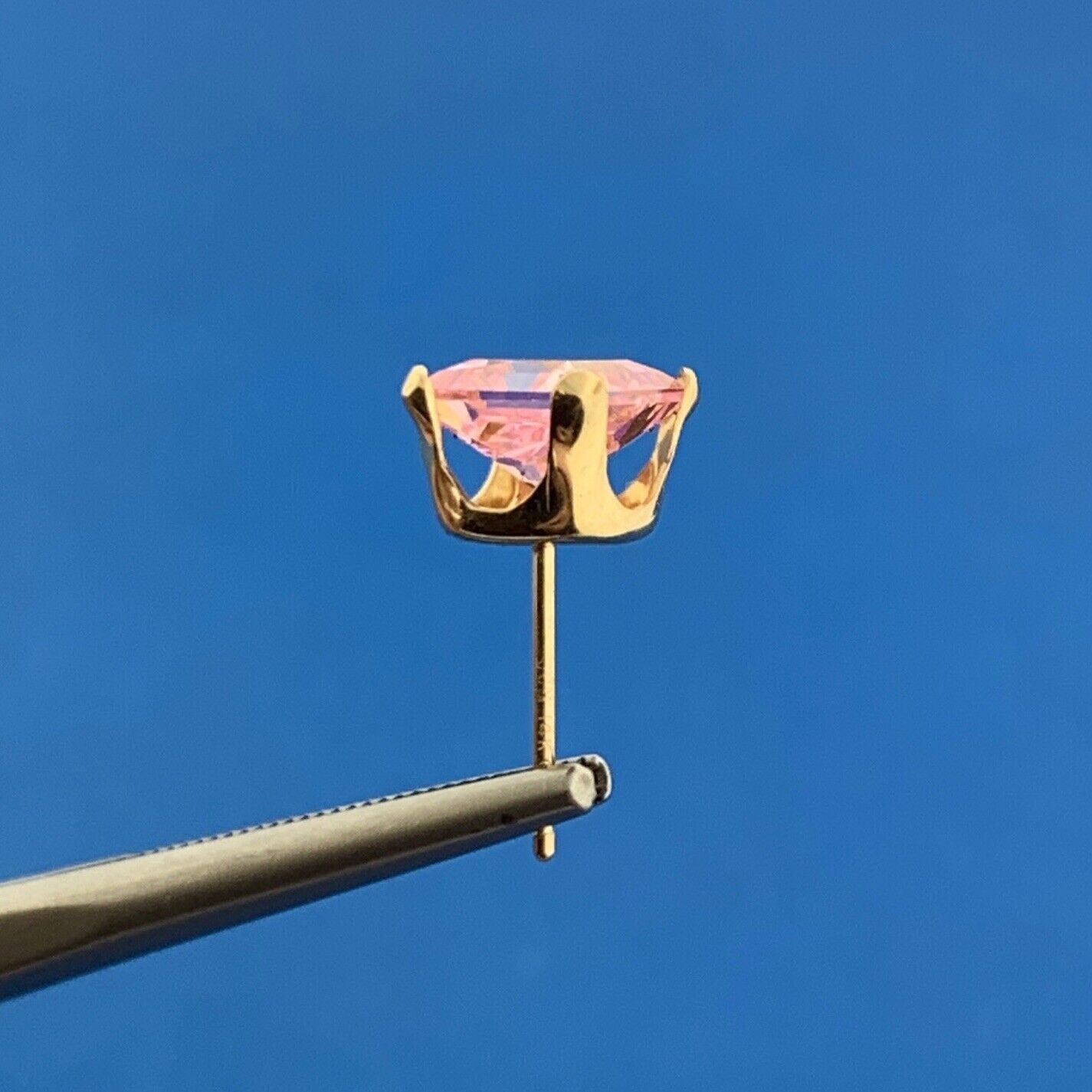 Jacmel Mauritius JCM 14K Yellow Gold Pink Cubic Zirconia Statement Stud Earrings