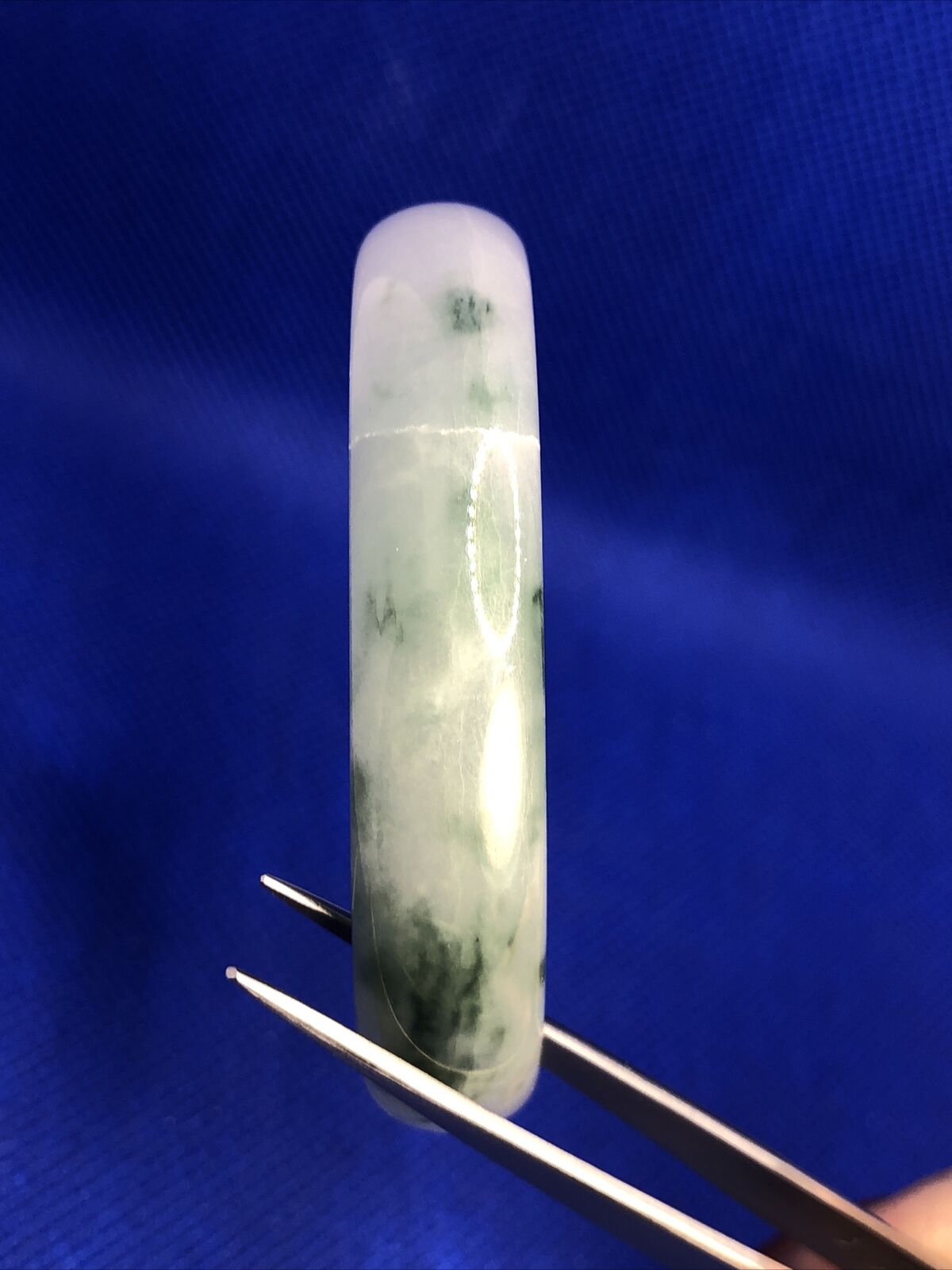 Vintage 3-Piece Green & White Quartz Stackable Bangle Bracelets