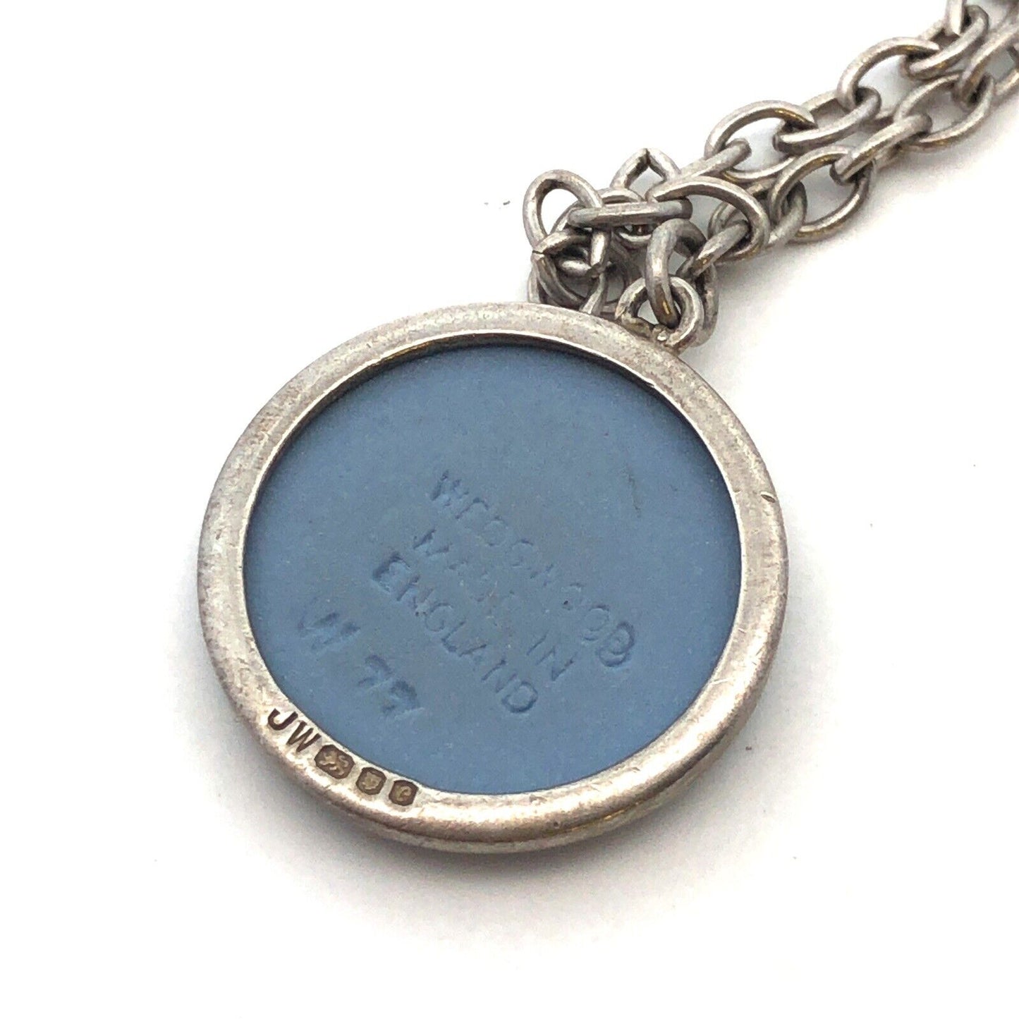 JW Wedgwood England 925 Sterling Silver Blue Sheep Cameo Charm Bracelet