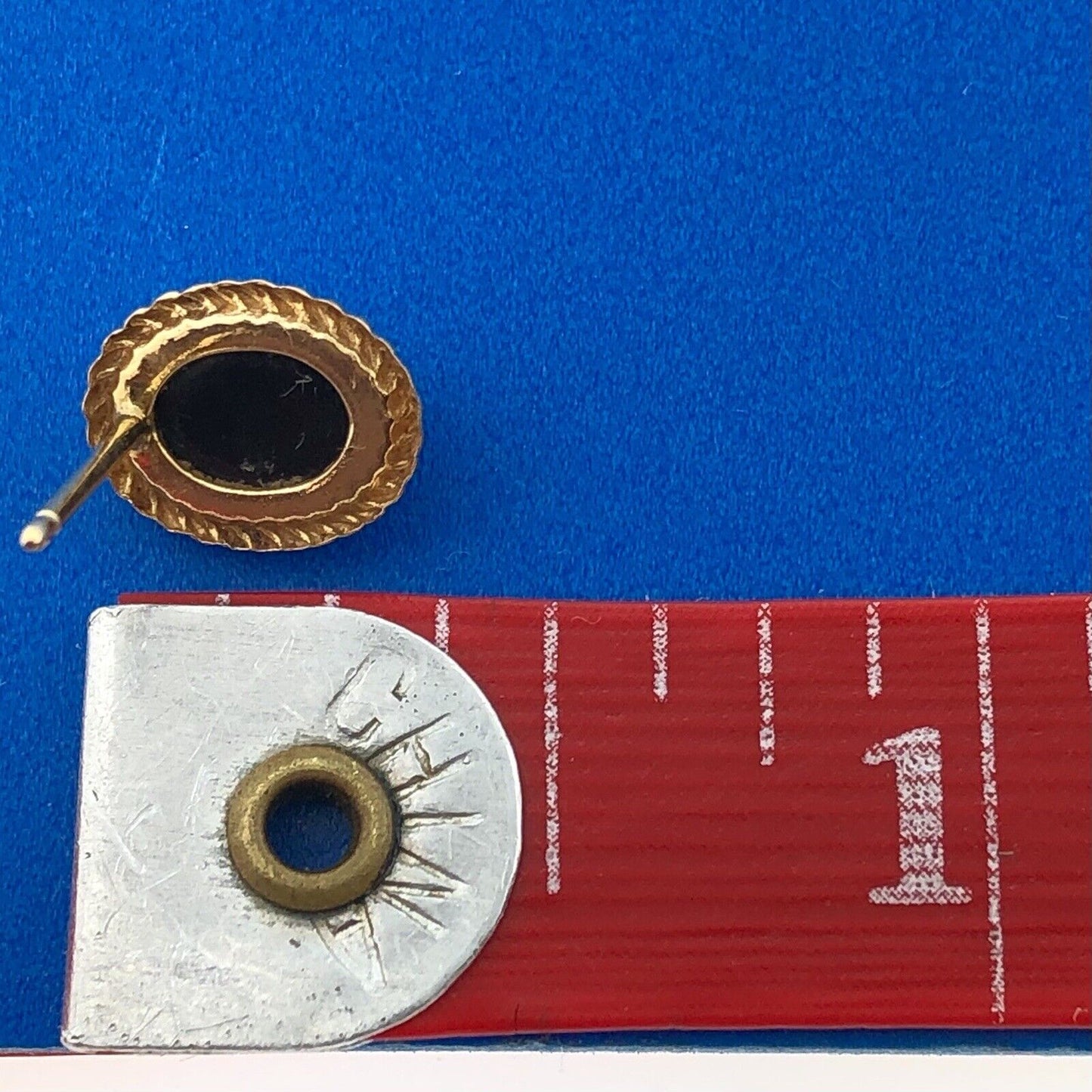 Retro 14K Yellow White Gold Oval Tiger Eye Cabochon Diamond Accent Stud Earrings