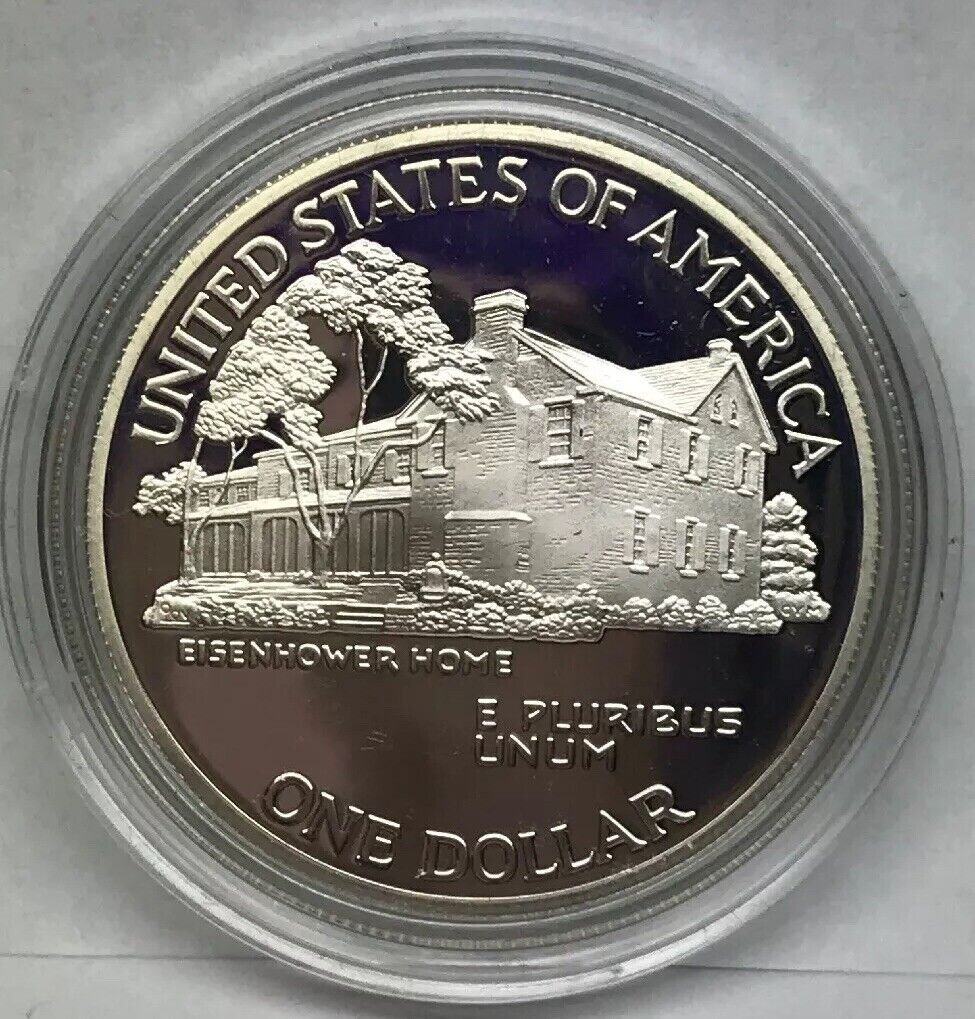 1990 P United States Eisenhower Centennial Commemorative Proof Silver $ OMP/COA