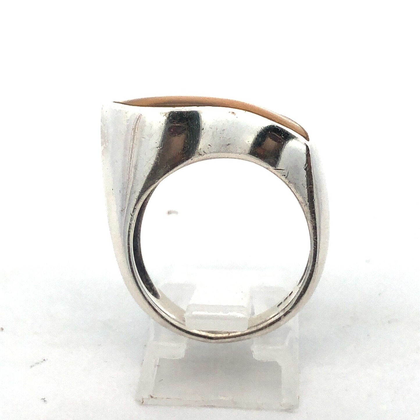 Estate 925 Sterling Silver Tiger's Eye Modernist Twist Cocktail Size 7.5 Ring