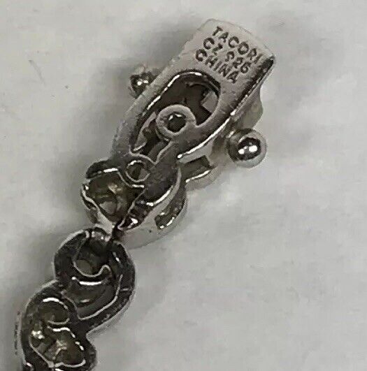 Tacori Sterling Silver 925 Cubic Zirconia CZ Open Scroll Link Tennis Bracelet
