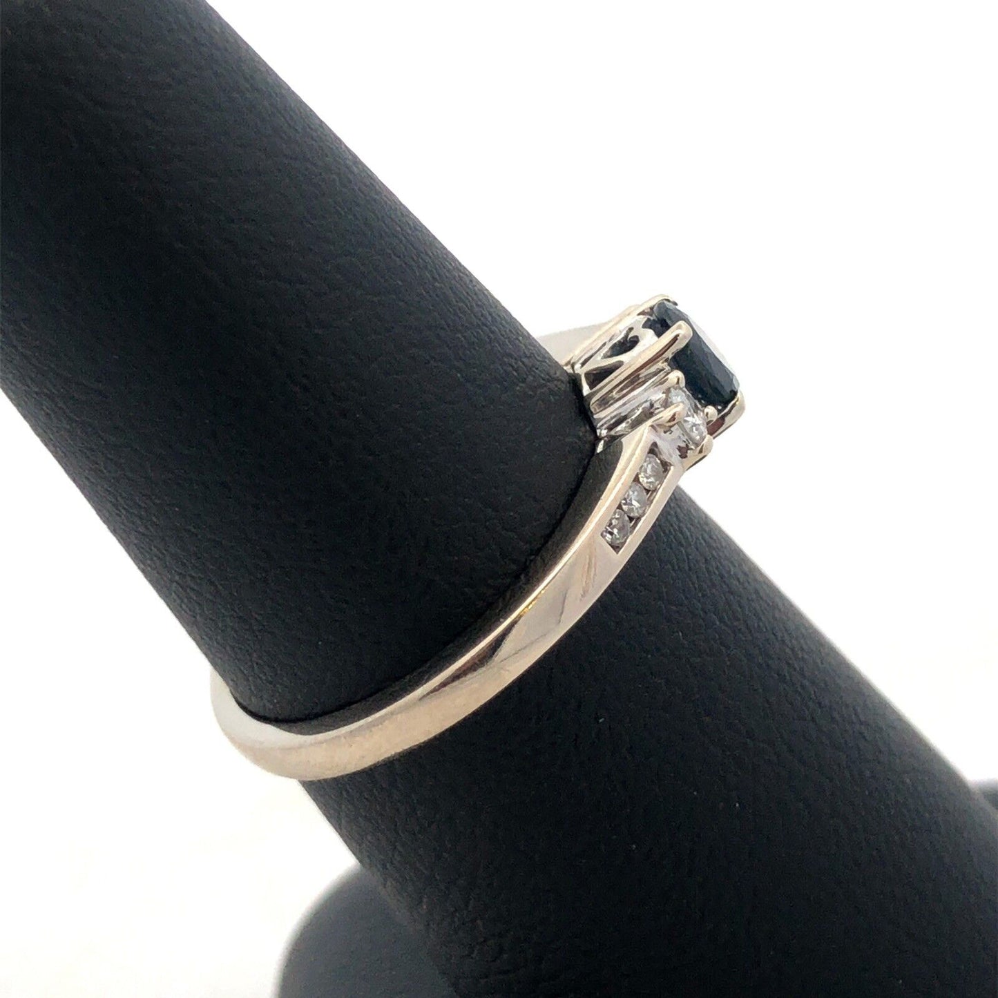 RJW 14K White Gold Oval Sapphire Diamond Past Present Future Anniversary Ring