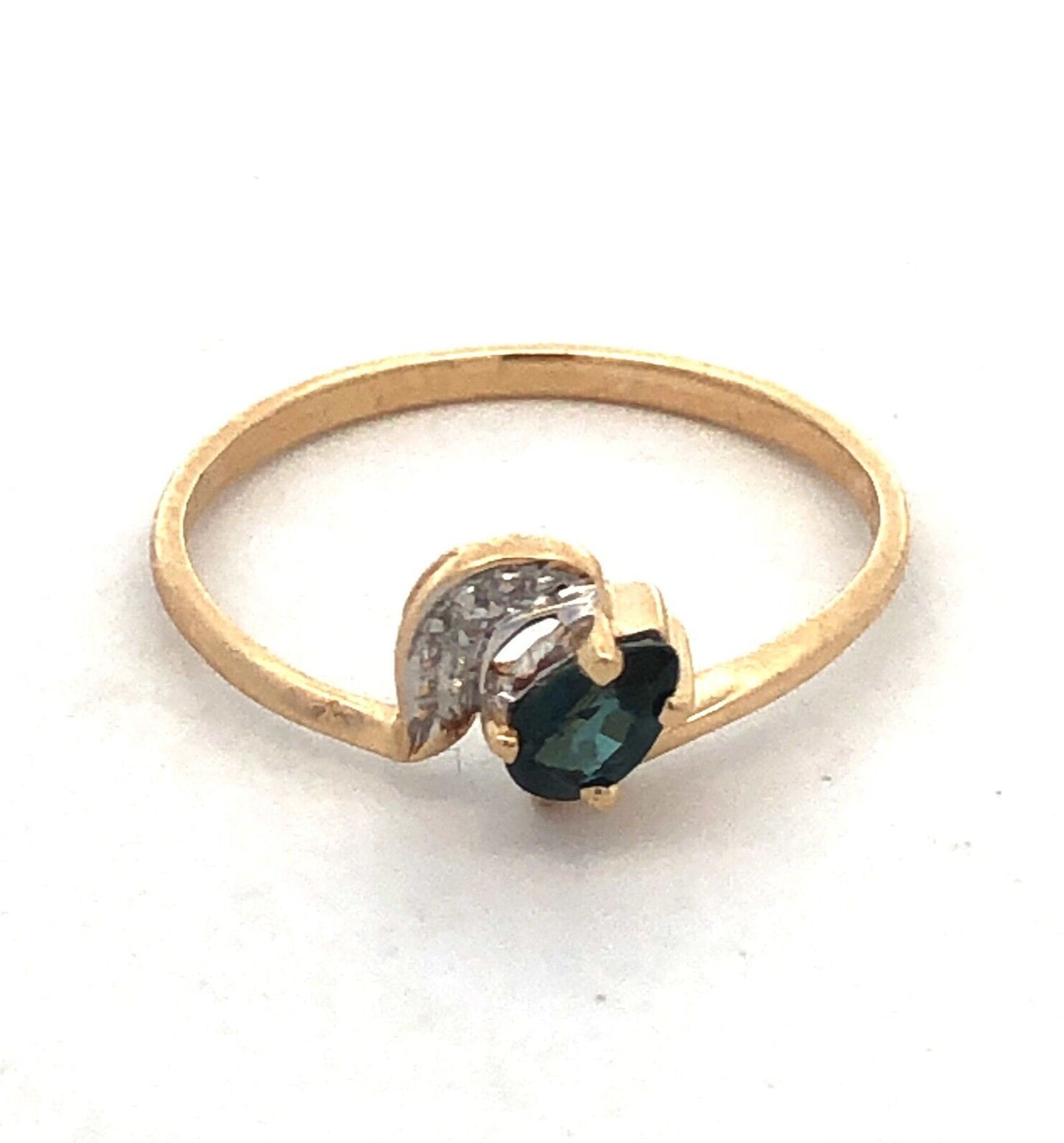 Designer PC 10K Yellow Gold Pear London Blue Topaz White Sapphire Stacking Ring