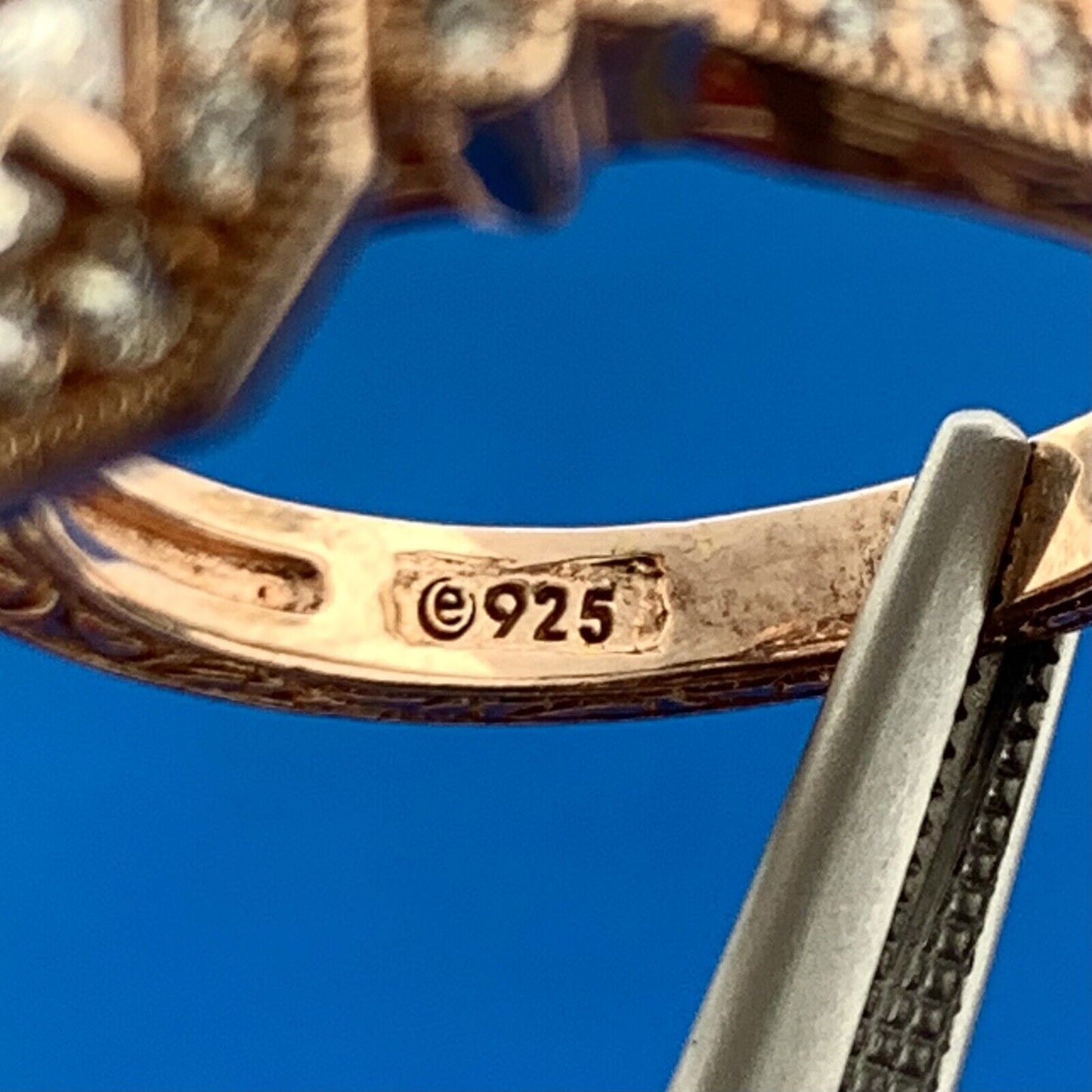 Designer 925 Sterling Silver Rose Gold Vermeil Cubic Zirconia Halo Bridal Set